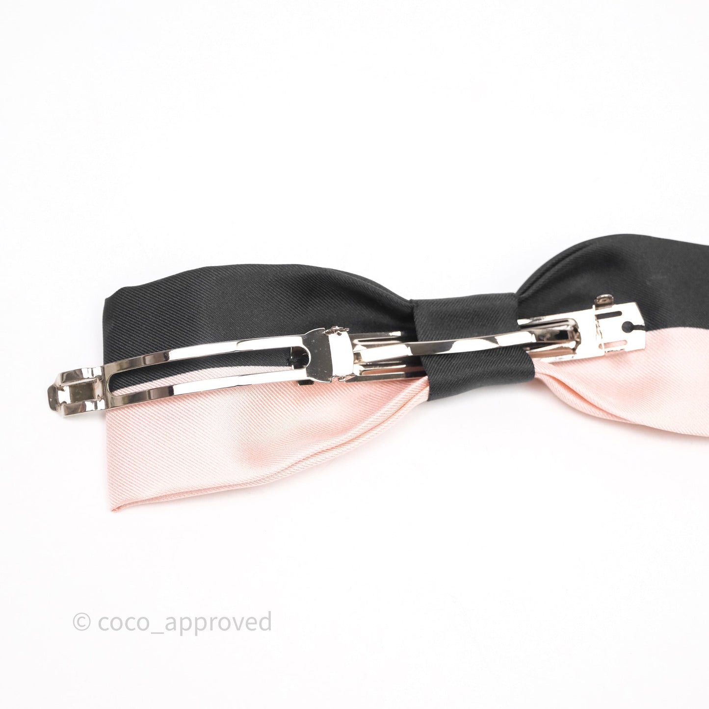 Chanel Logo Ribbon Black/Pink Hair Barrette 24K