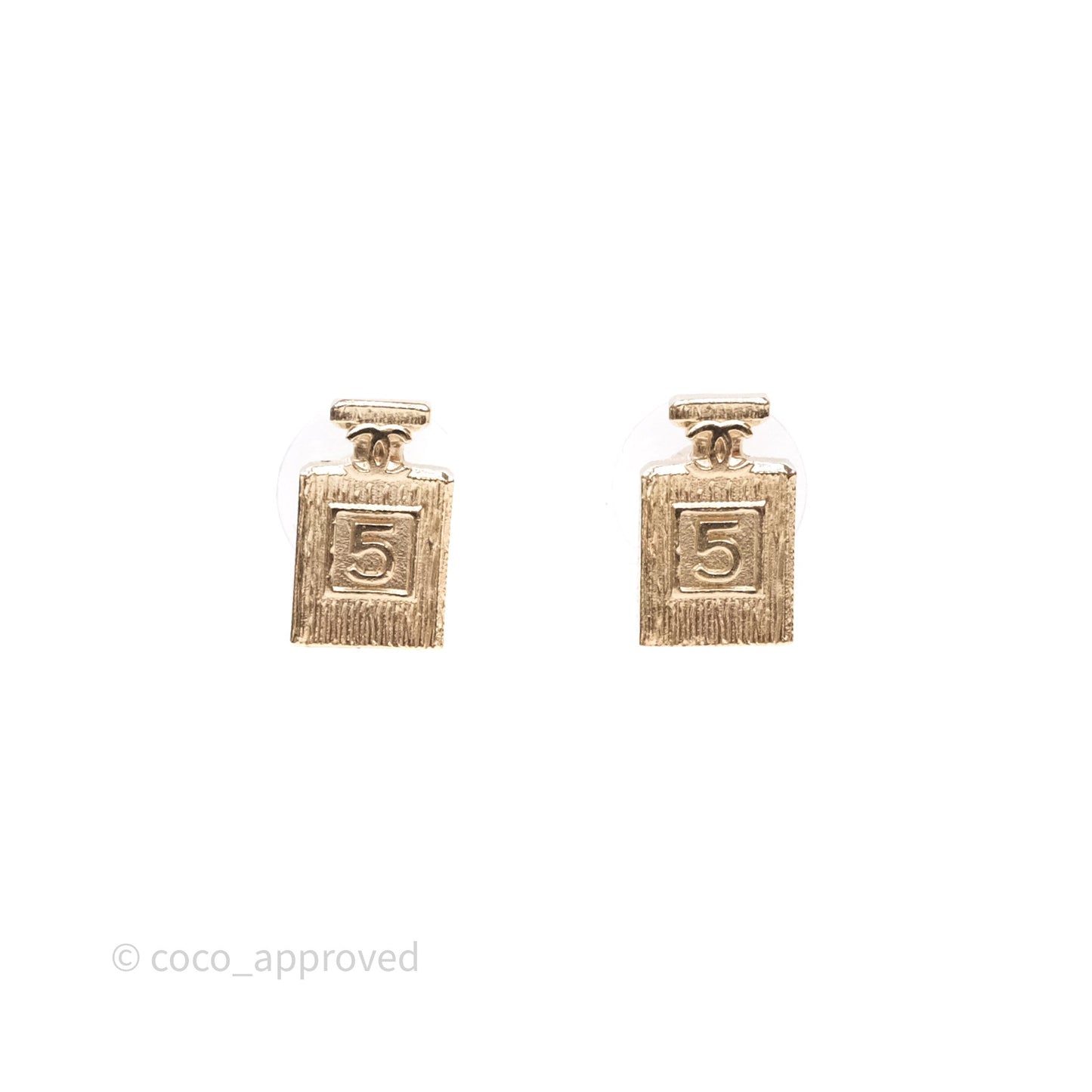 Chanel No.5 Perfume Bottle Earrings Gold Tone 20C