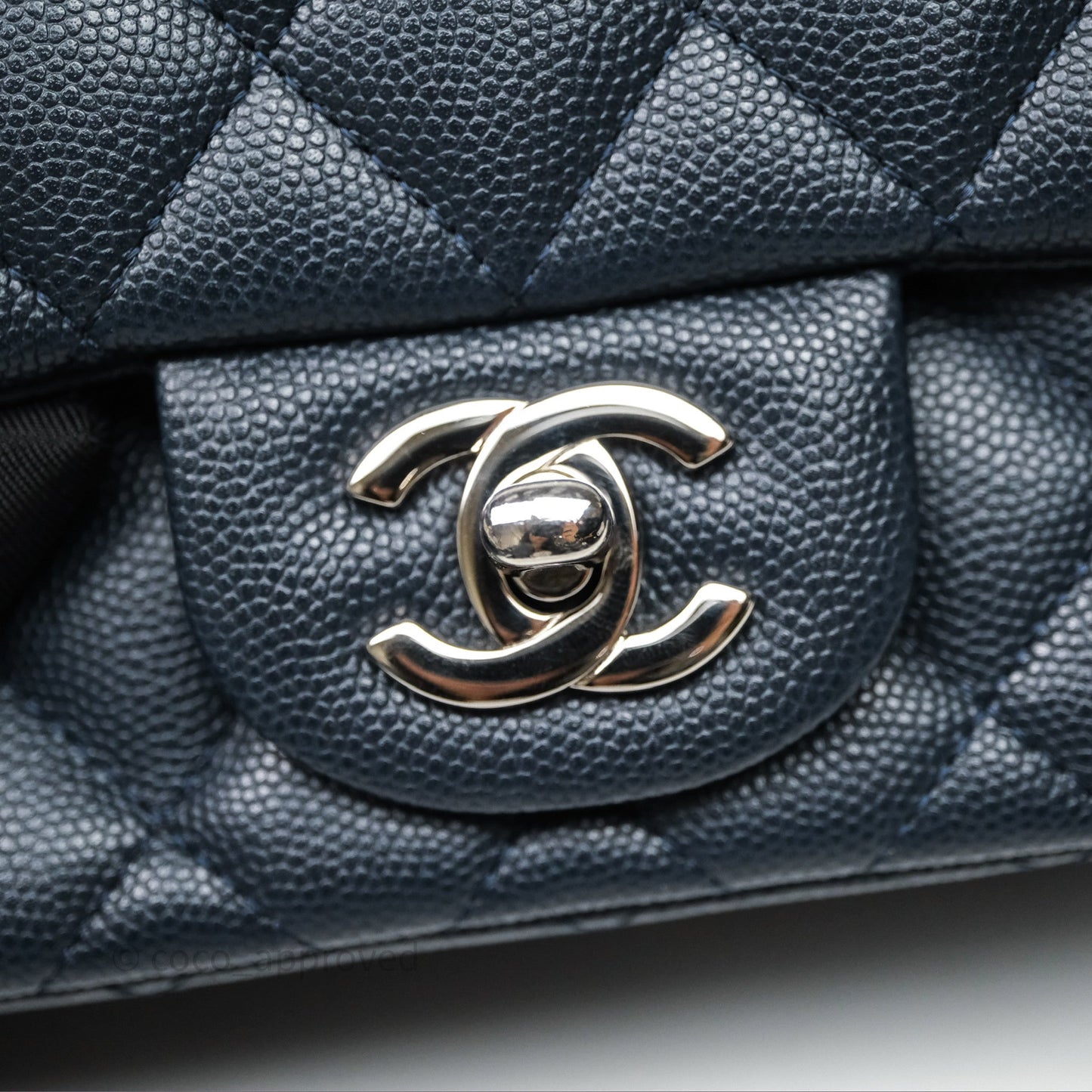 Chanel Quilted Mini Square Navy Caviar Silver Hardware