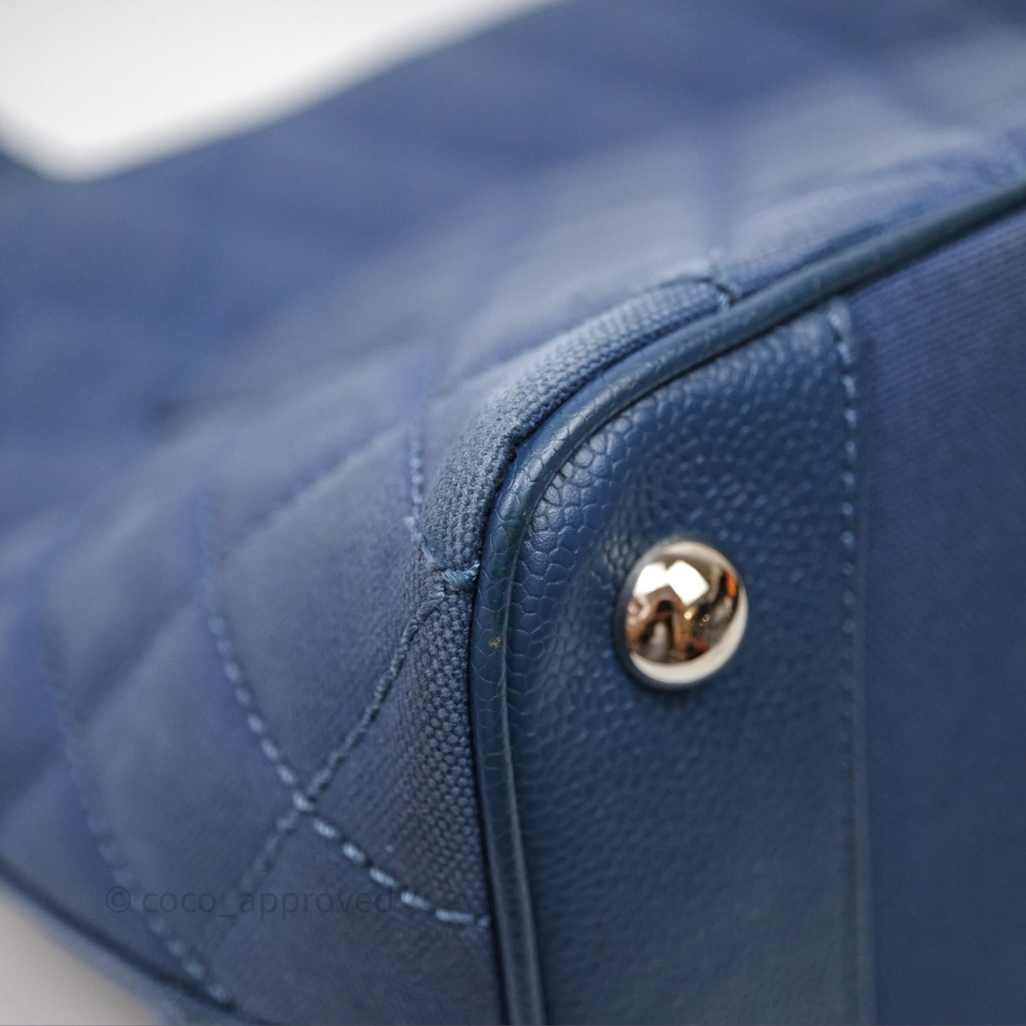 Chanel Blue Caviar Tassel Canvas Tote Bag
