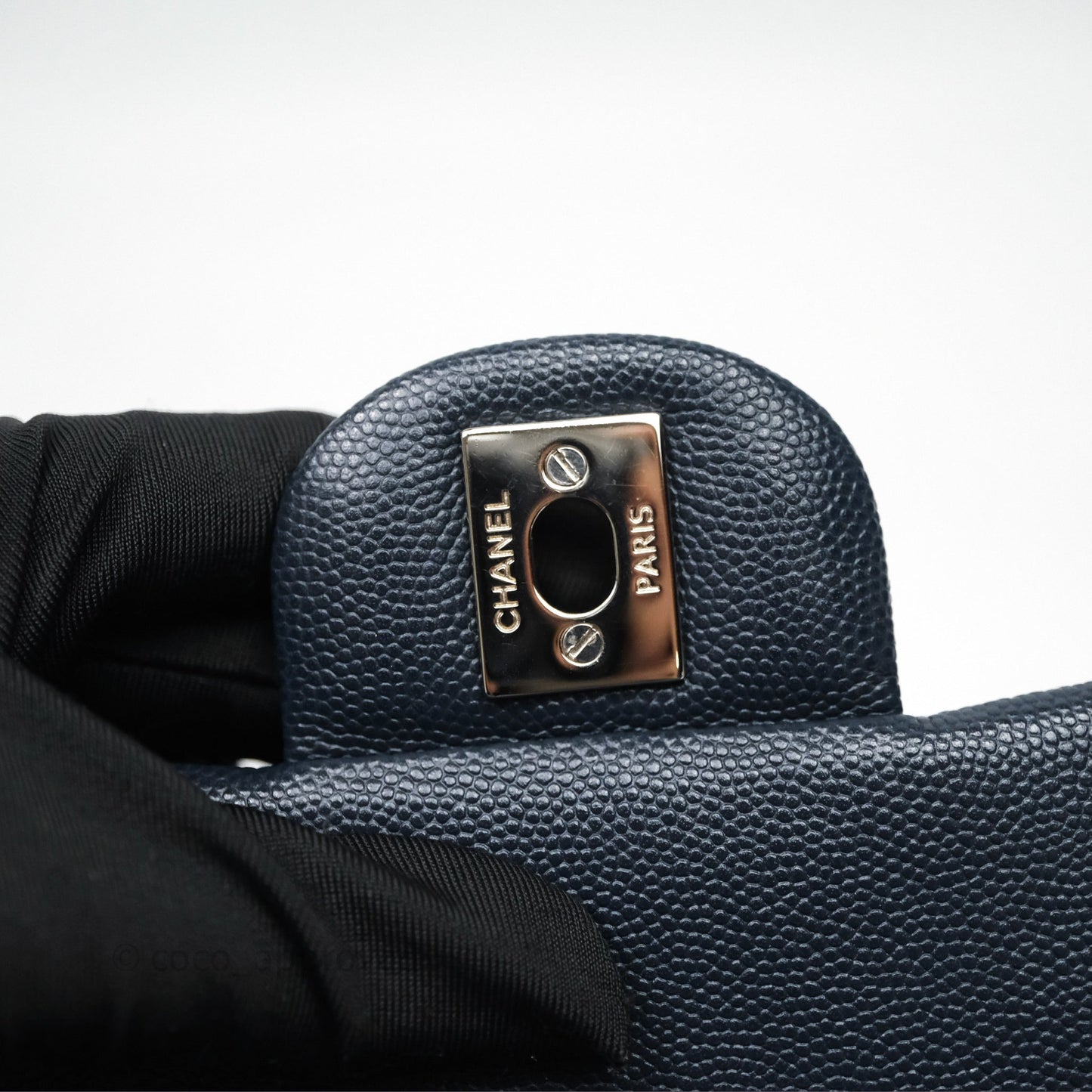 Chanel Quilted Mini Square Navy Caviar Silver Hardware