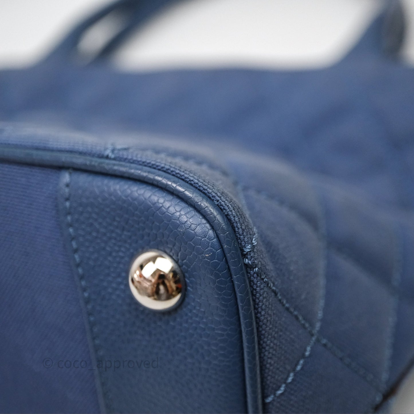 Chanel Blue Caviar Tassel Canvas Tote Bag