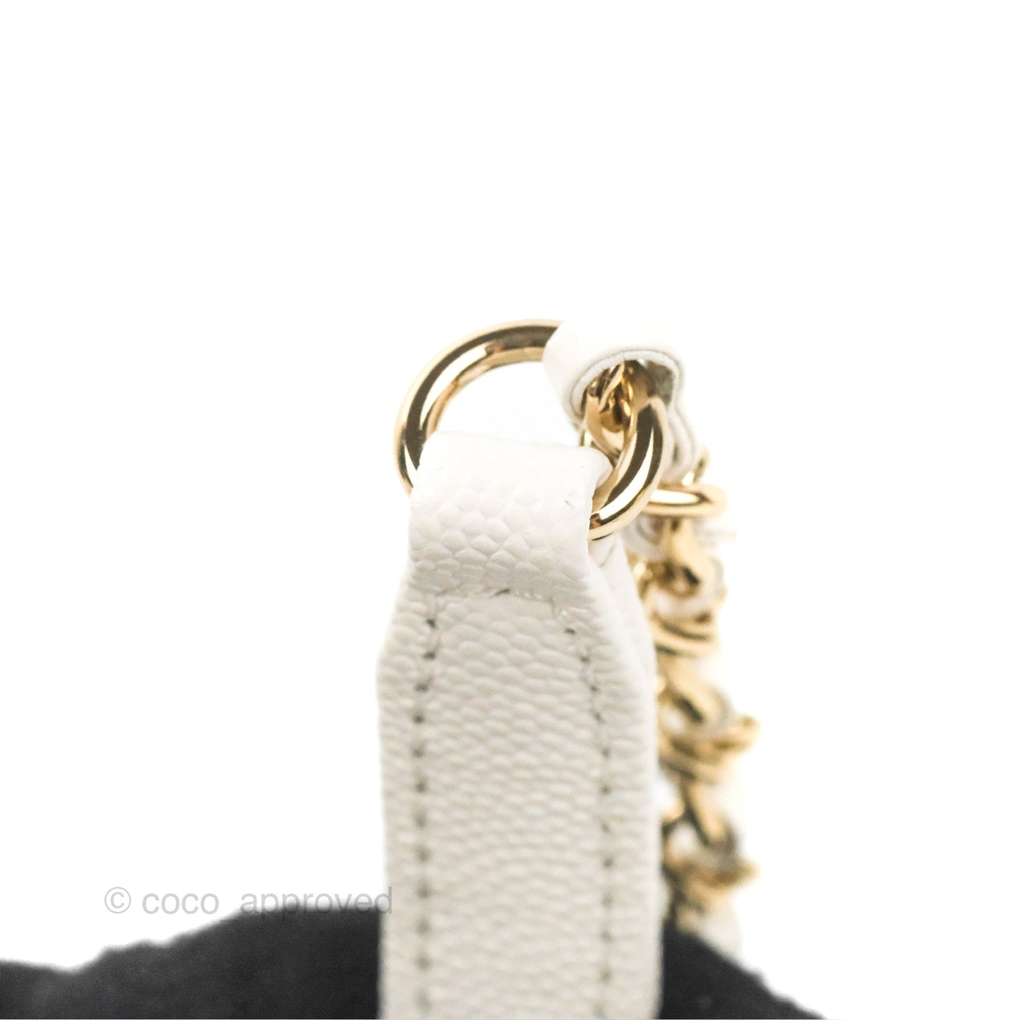 Chanel Mini Ivory White Coco Handle Quilted Caviar Gold Hardware