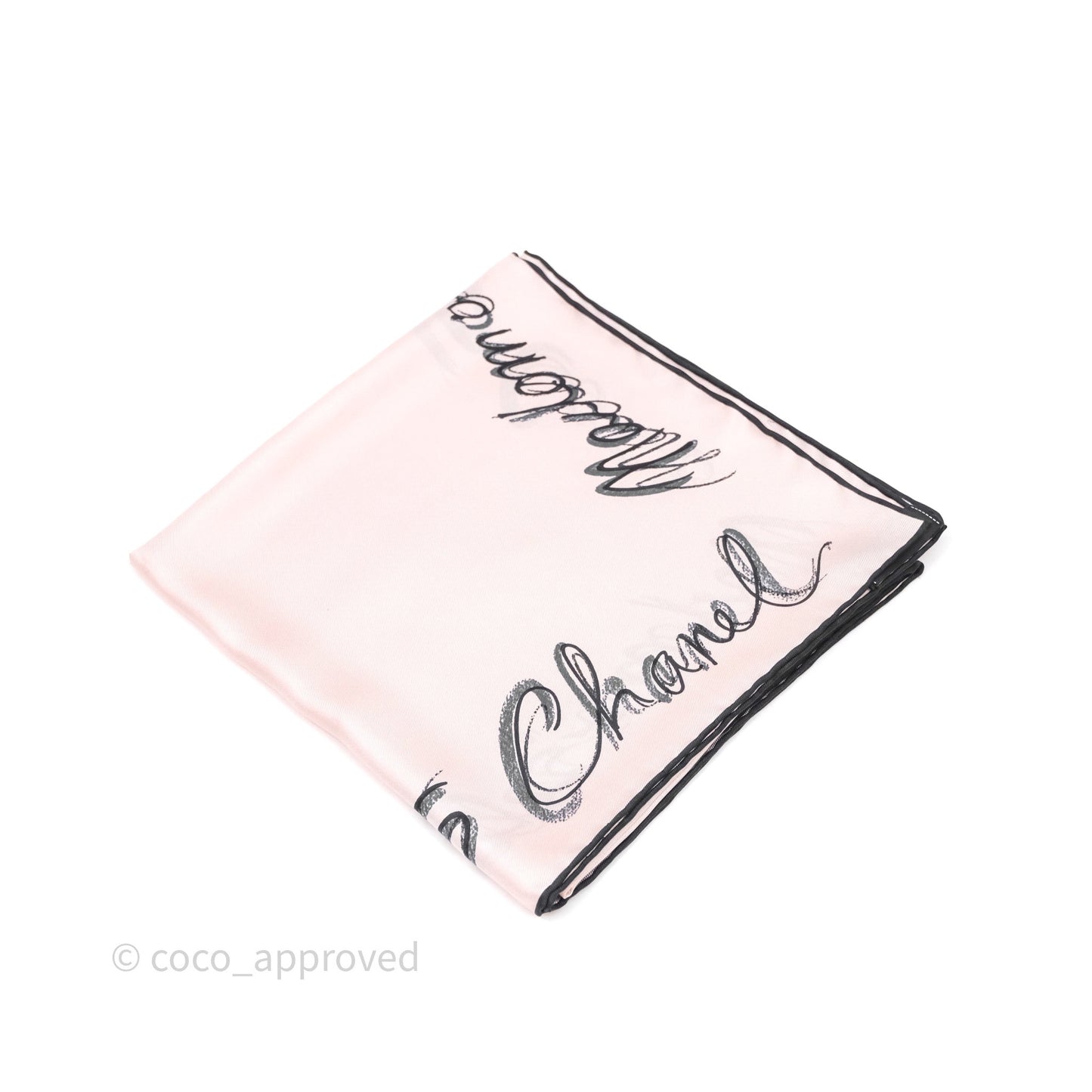 Chanel Logo Pink Silk Scarf 90