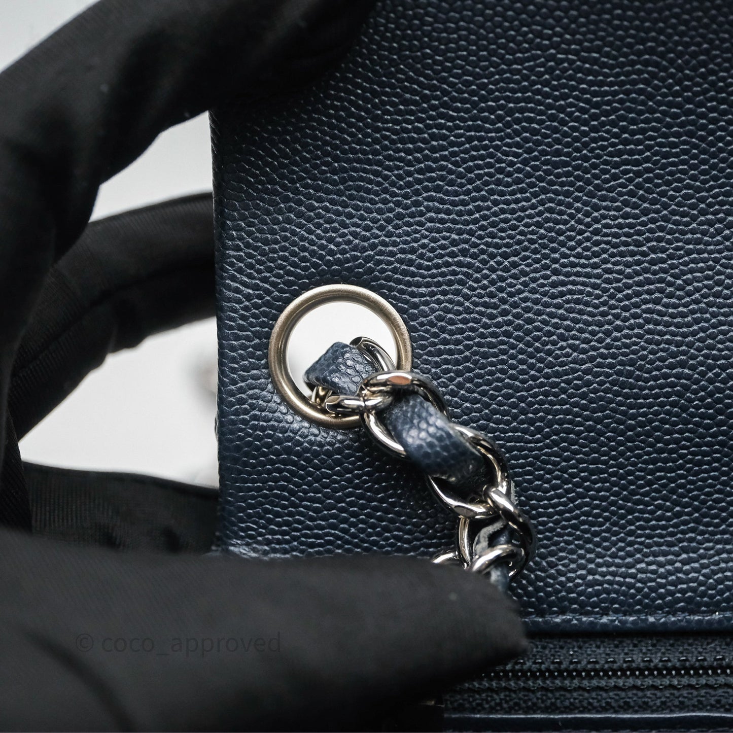 Chanel Quilted Mini Square Navy Caviar Silver Hardware