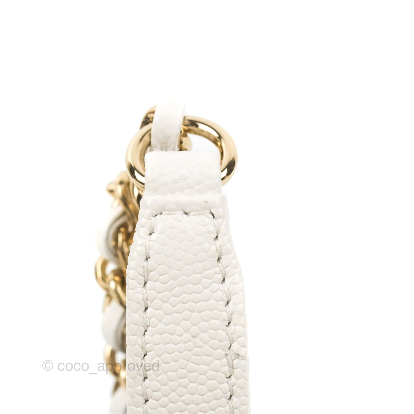 Chanel Mini Ivory White Coco Handle Quilted Caviar Gold Hardware