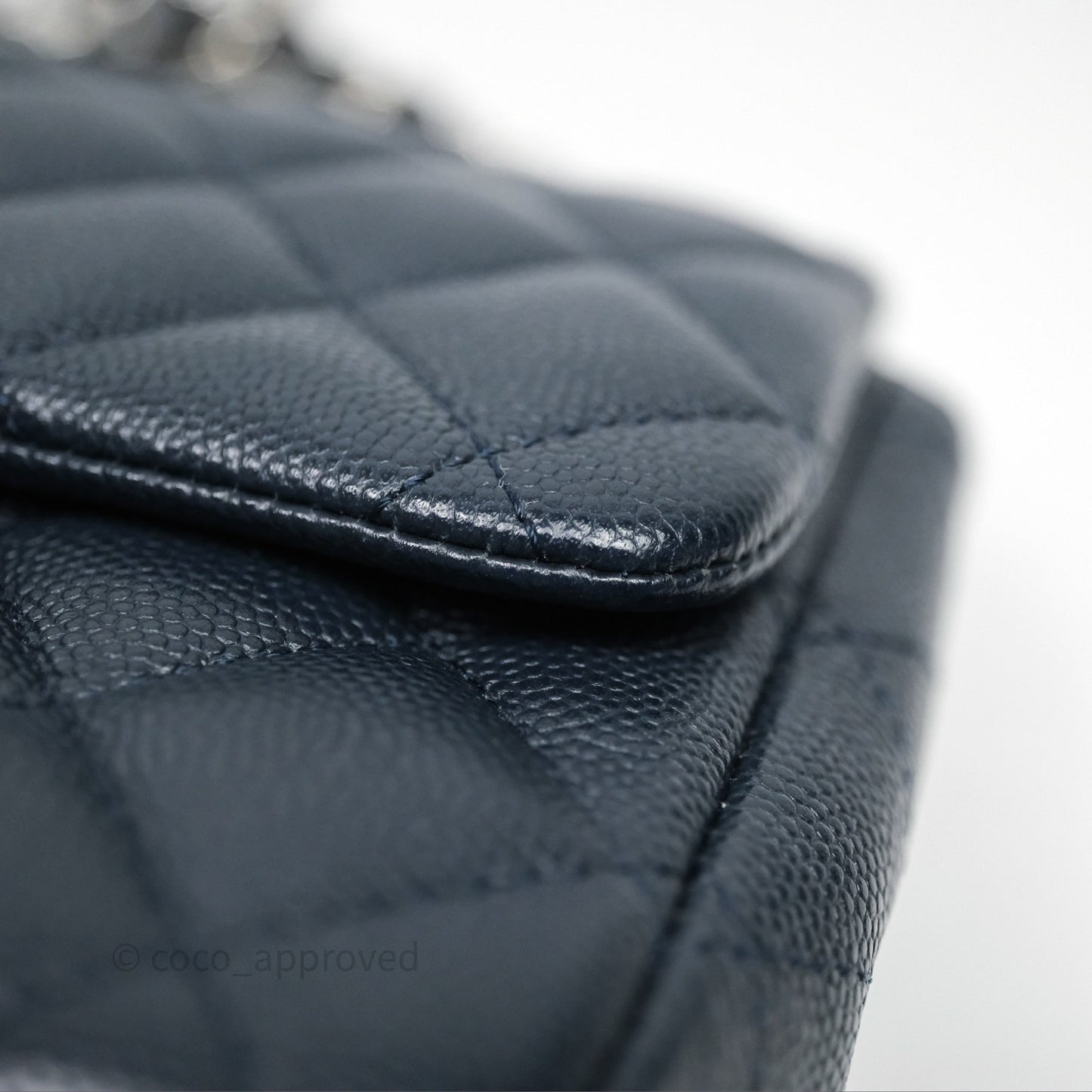 Chanel Quilted Mini Square Navy Caviar Silver Hardware