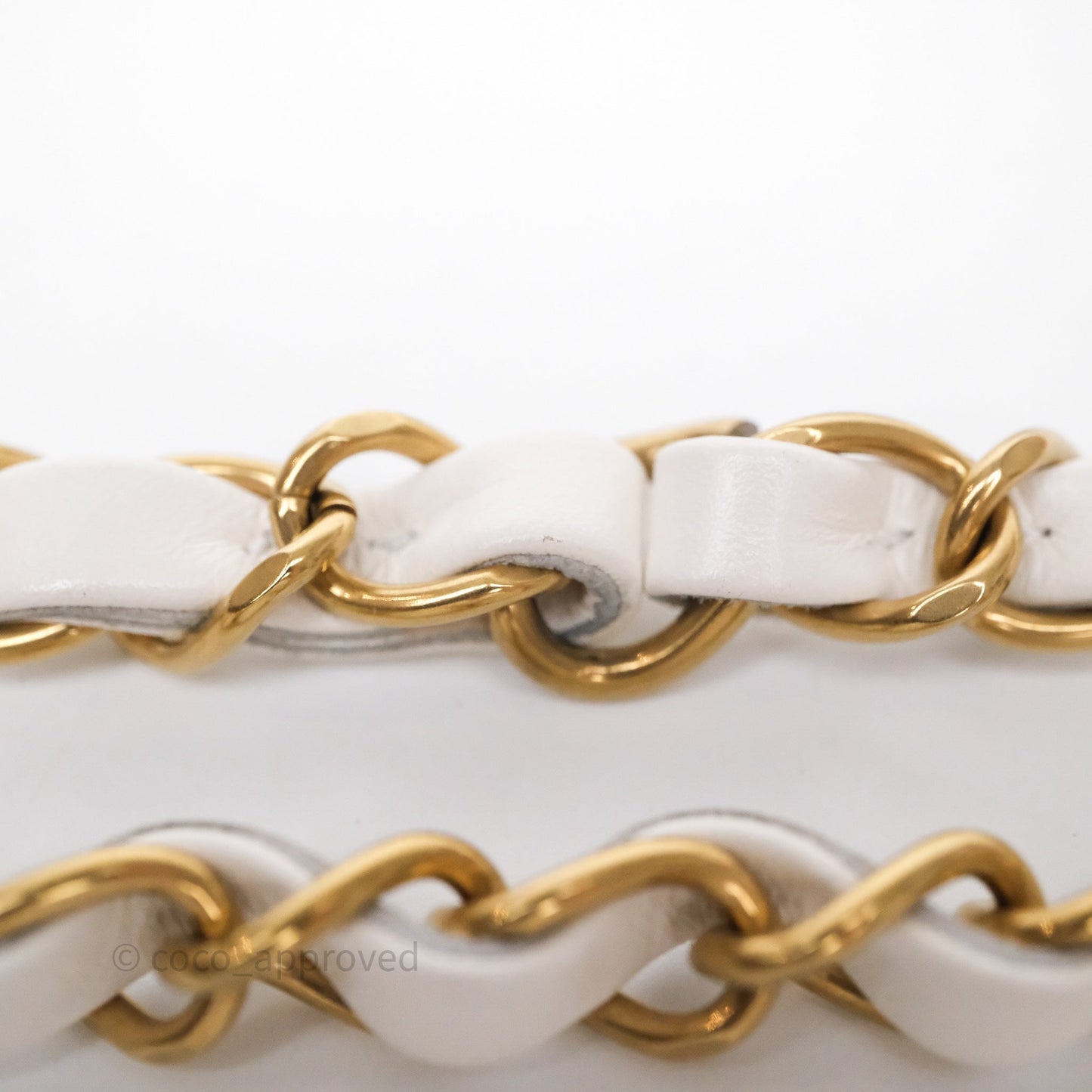 Chanel 22 Small White Shiny Calfskin Aged Gold Hardware