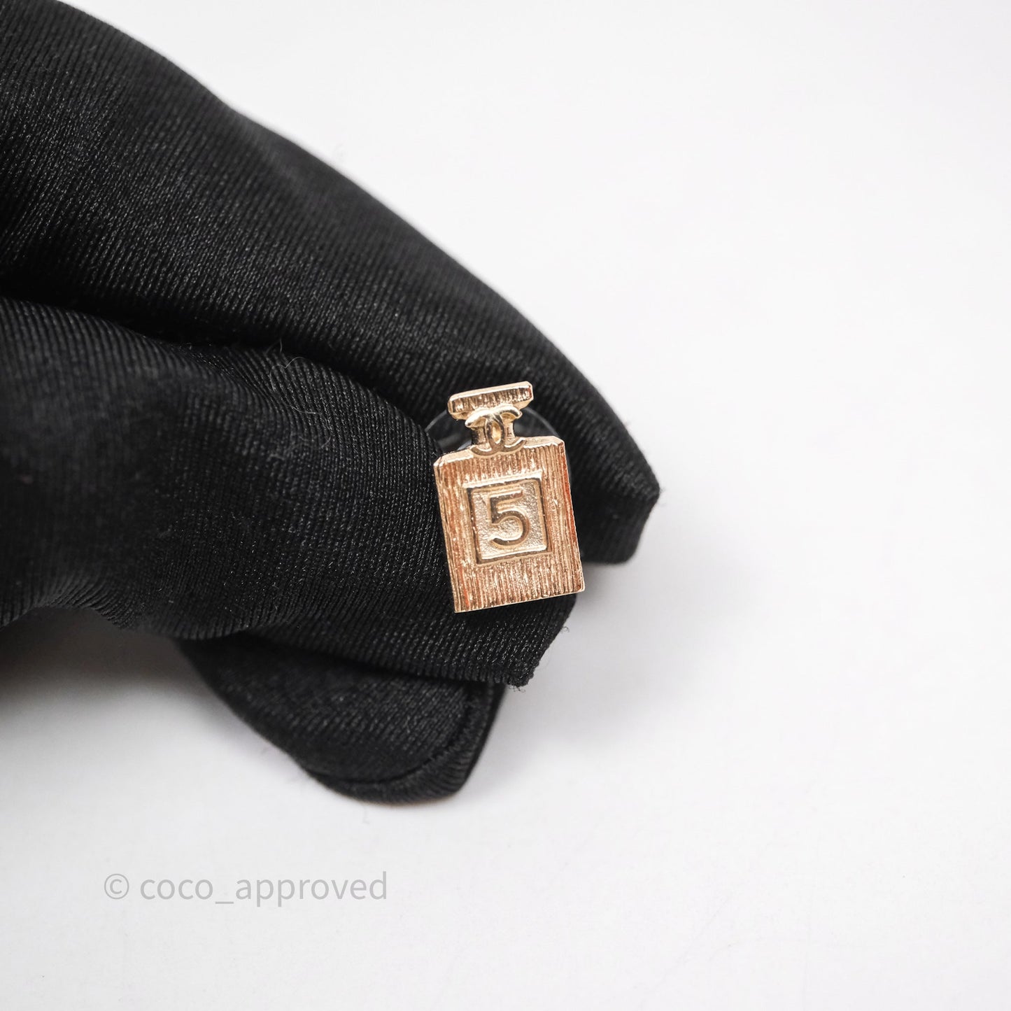 Chanel No.5 Perfume Bottle Earrings Gold Tone 20C