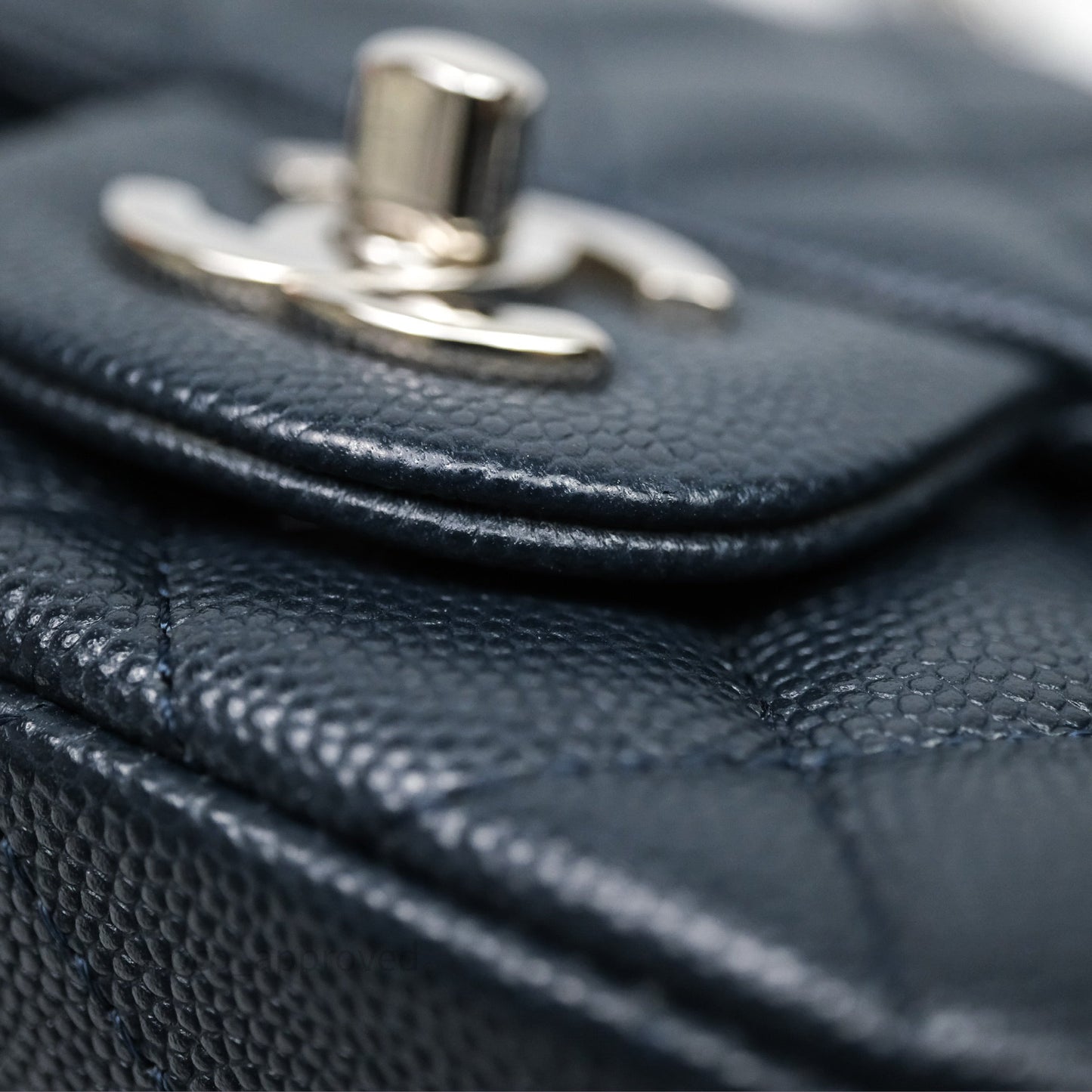Chanel Quilted Mini Square Navy Caviar Silver Hardware