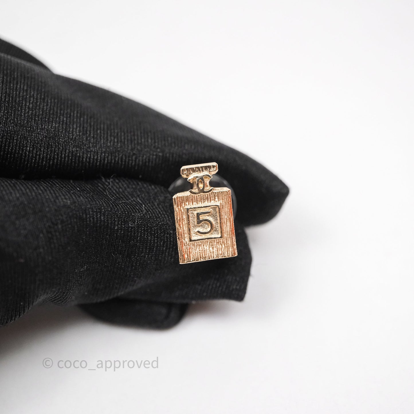 Chanel No.5 Perfume Bottle Earrings Gold Tone 20C