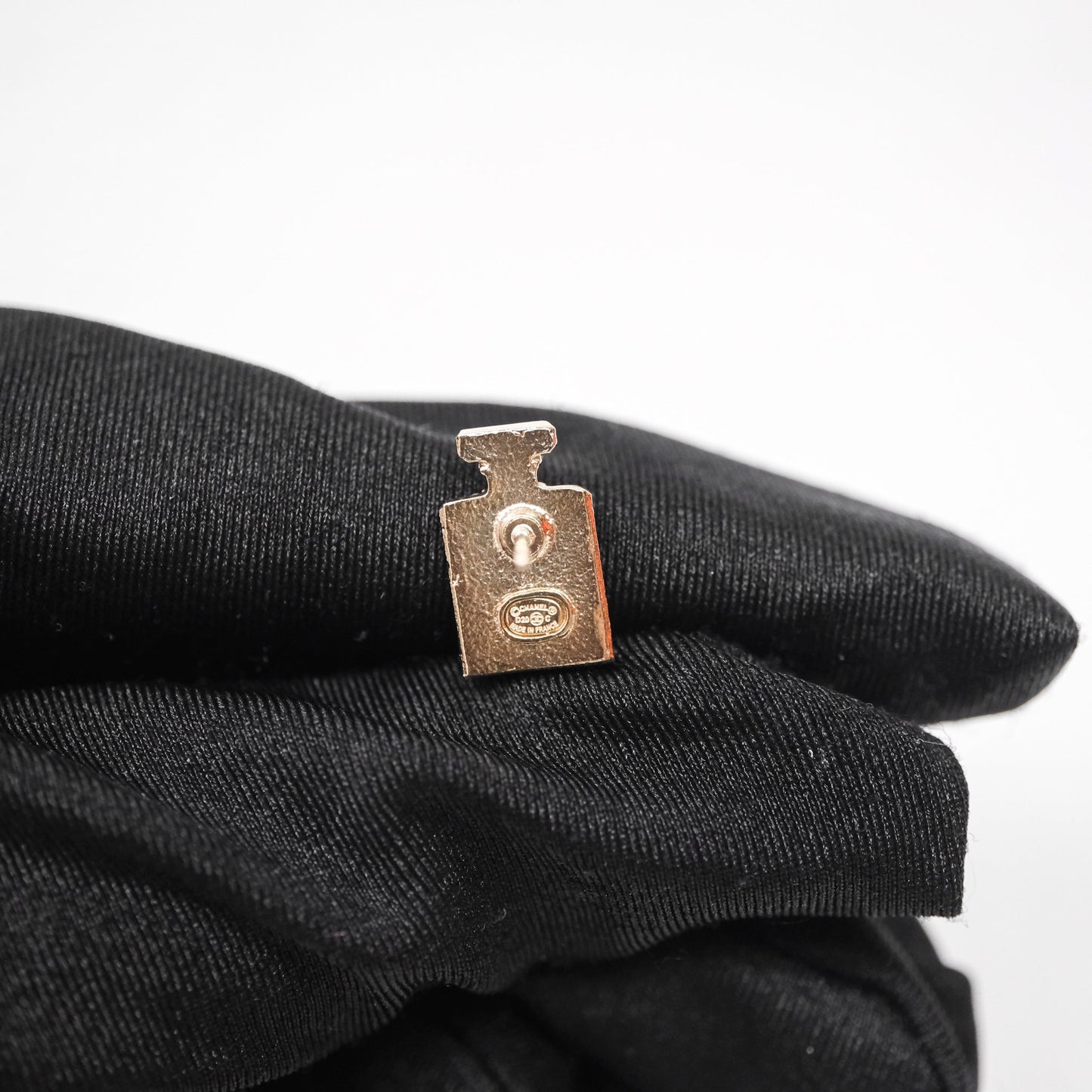 Chanel No.5 Perfume Bottle Earrings Gold Tone 20C