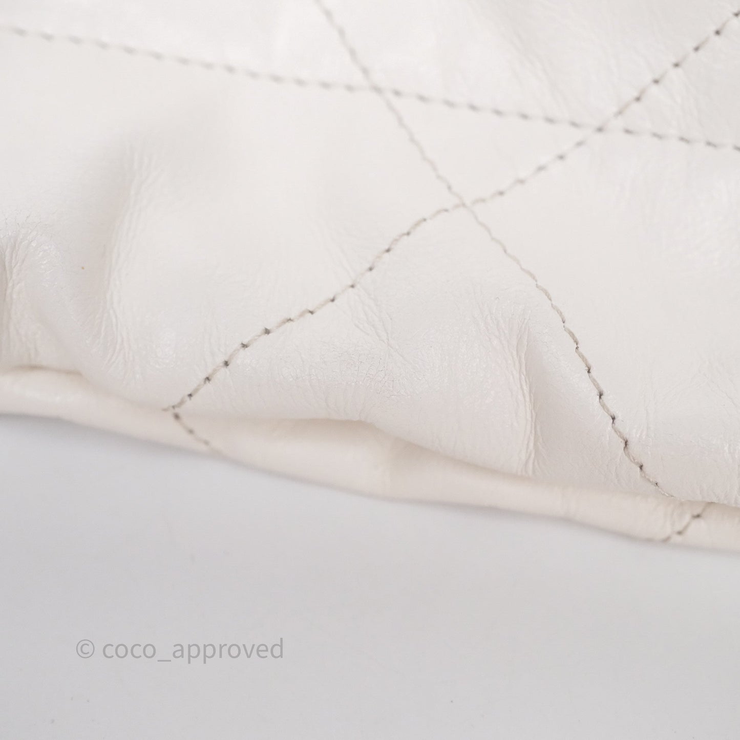 Chanel 22 Small White Shiny Calfskin Aged Gold Hardware