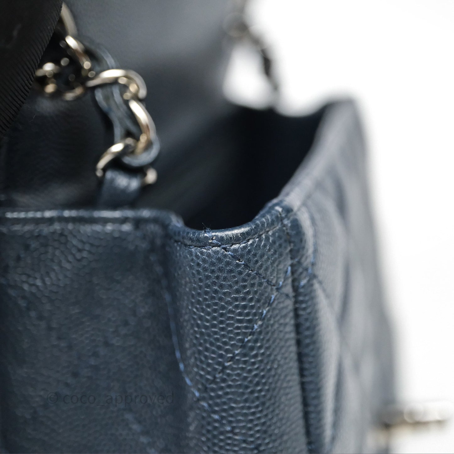 Chanel Quilted Mini Square Navy Caviar Silver Hardware