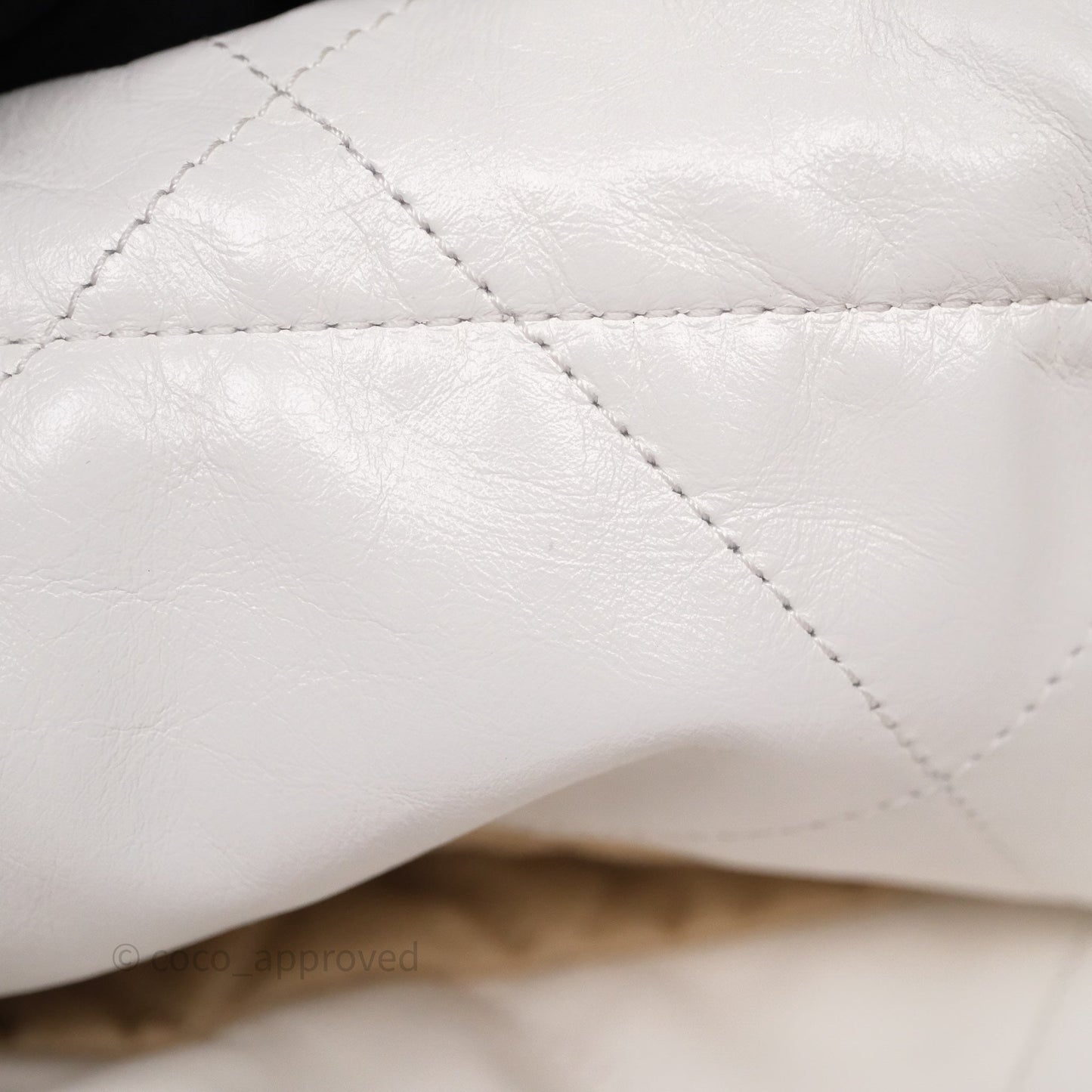 Chanel 22 Small White Shiny Calfskin Aged Gold Hardware