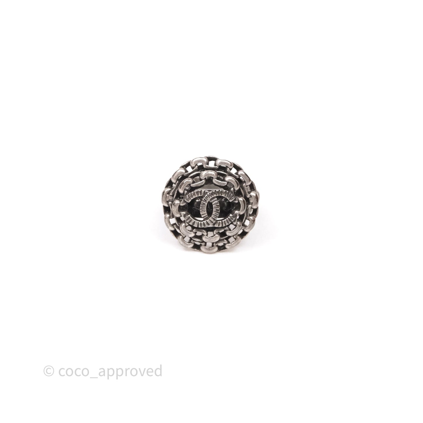 Chanel CC Chain Round Ring Ruthenium Tone 10P
