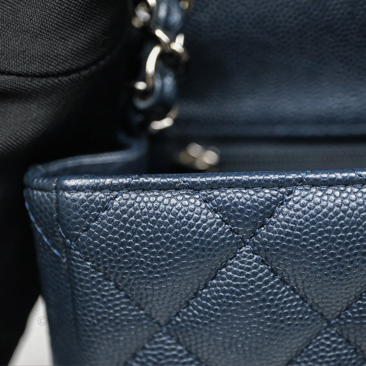 Chanel Quilted Mini Square Navy Caviar Silver Hardware