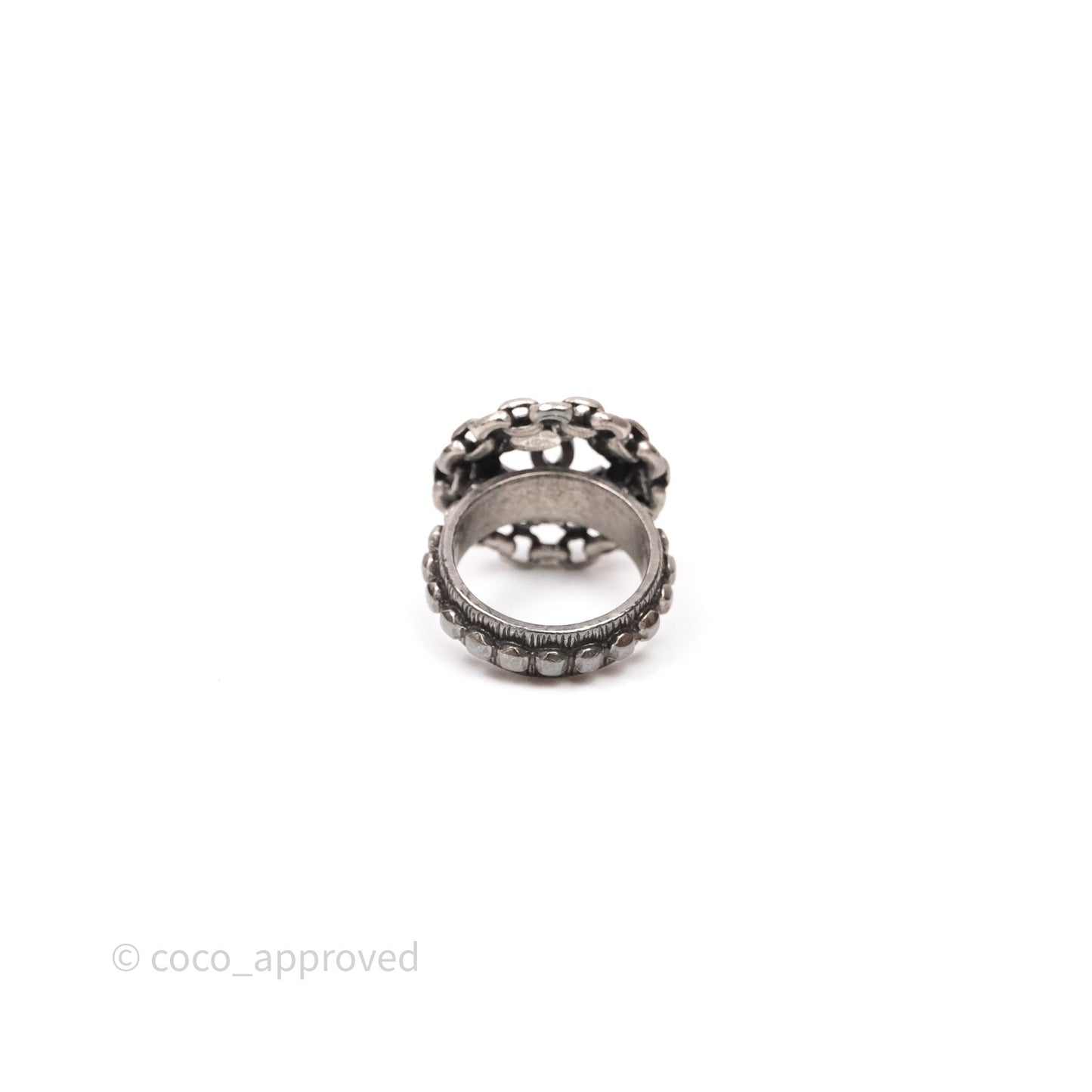 Chanel CC Chain Round Ring Ruthenium Tone 10P