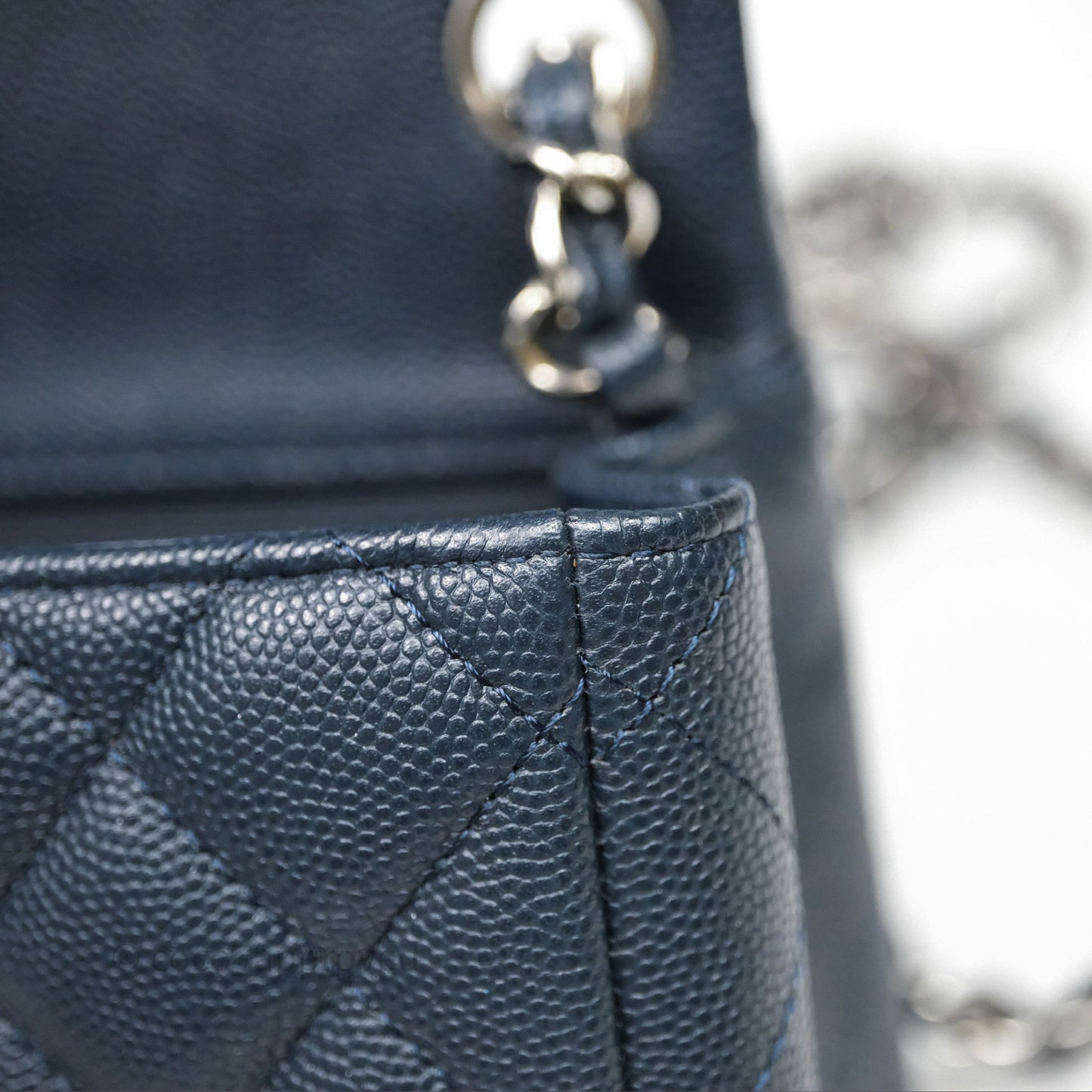 Chanel Quilted Mini Square Navy Caviar Silver Hardware