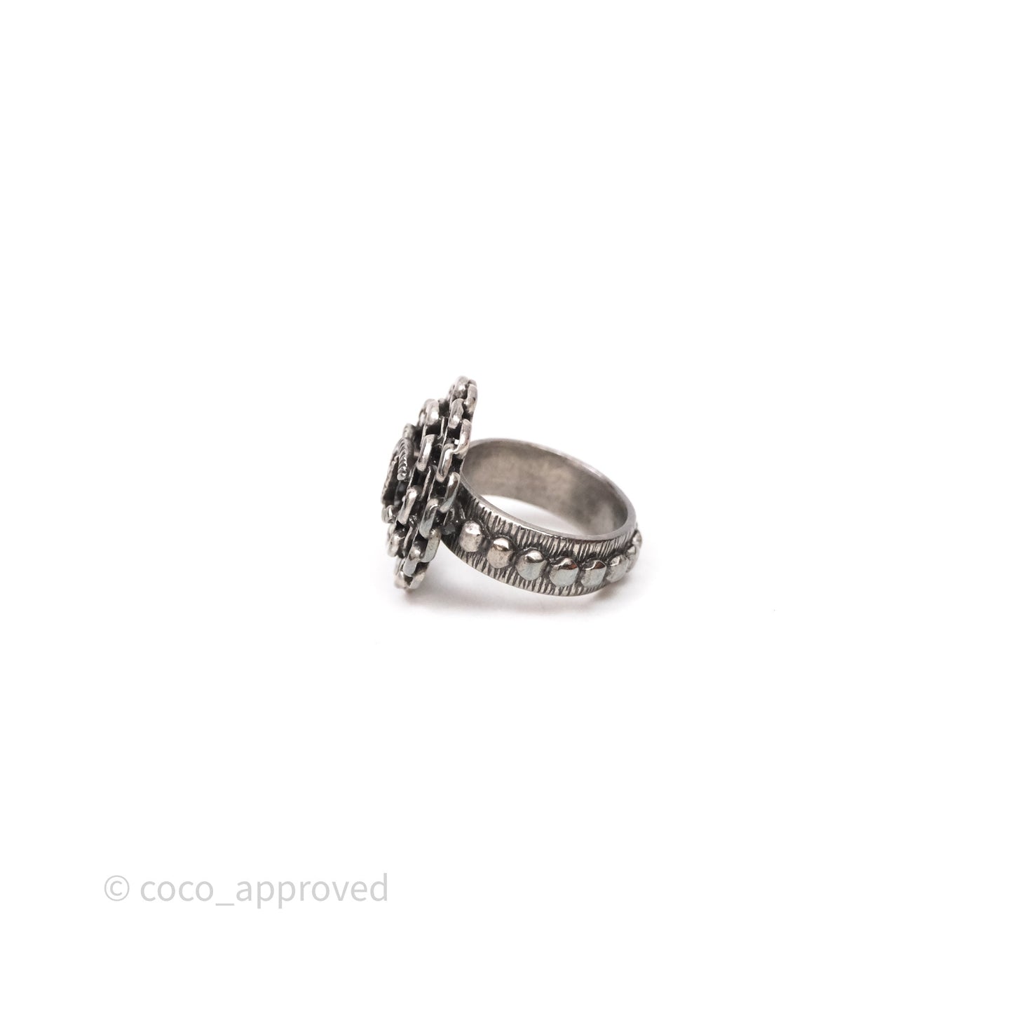 Chanel CC Chain Round Ring Ruthenium Tone 10P