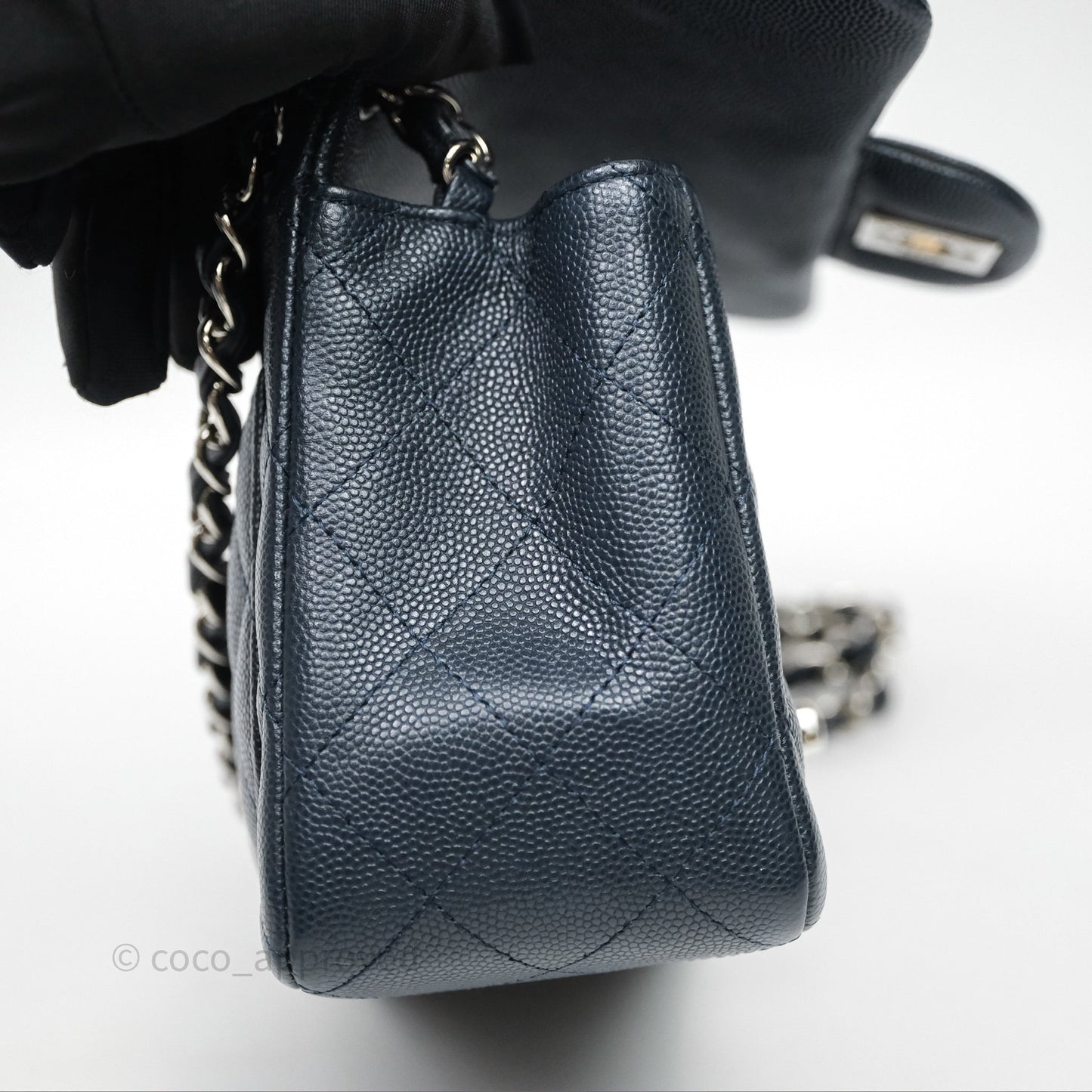 Chanel Quilted Mini Square Navy Caviar Silver Hardware