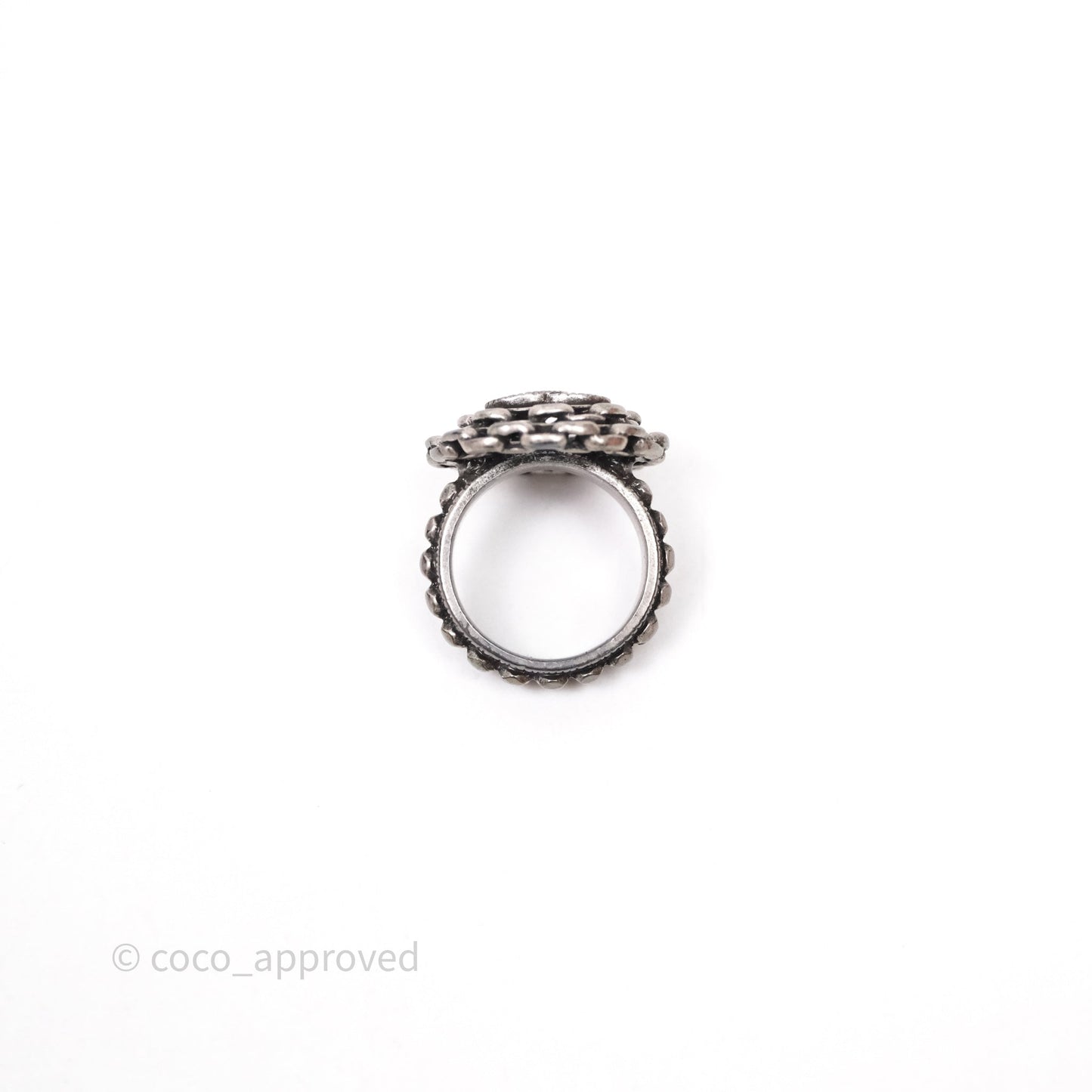 Chanel CC Chain Round Ring Ruthenium Tone 10P