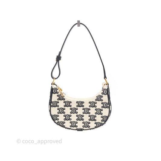 Celine Mini Ava Bag In Triomphe Canvas Black