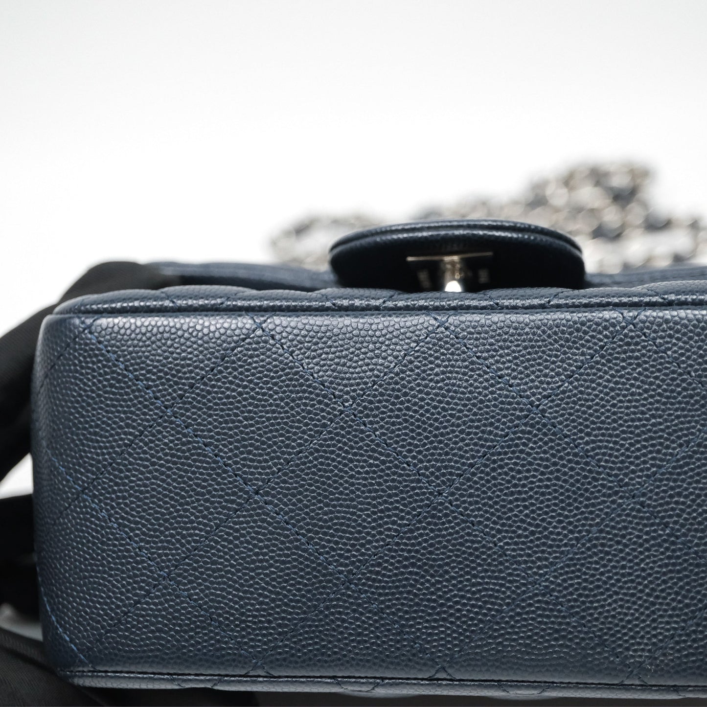 Chanel Quilted Mini Square Navy Caviar Silver Hardware