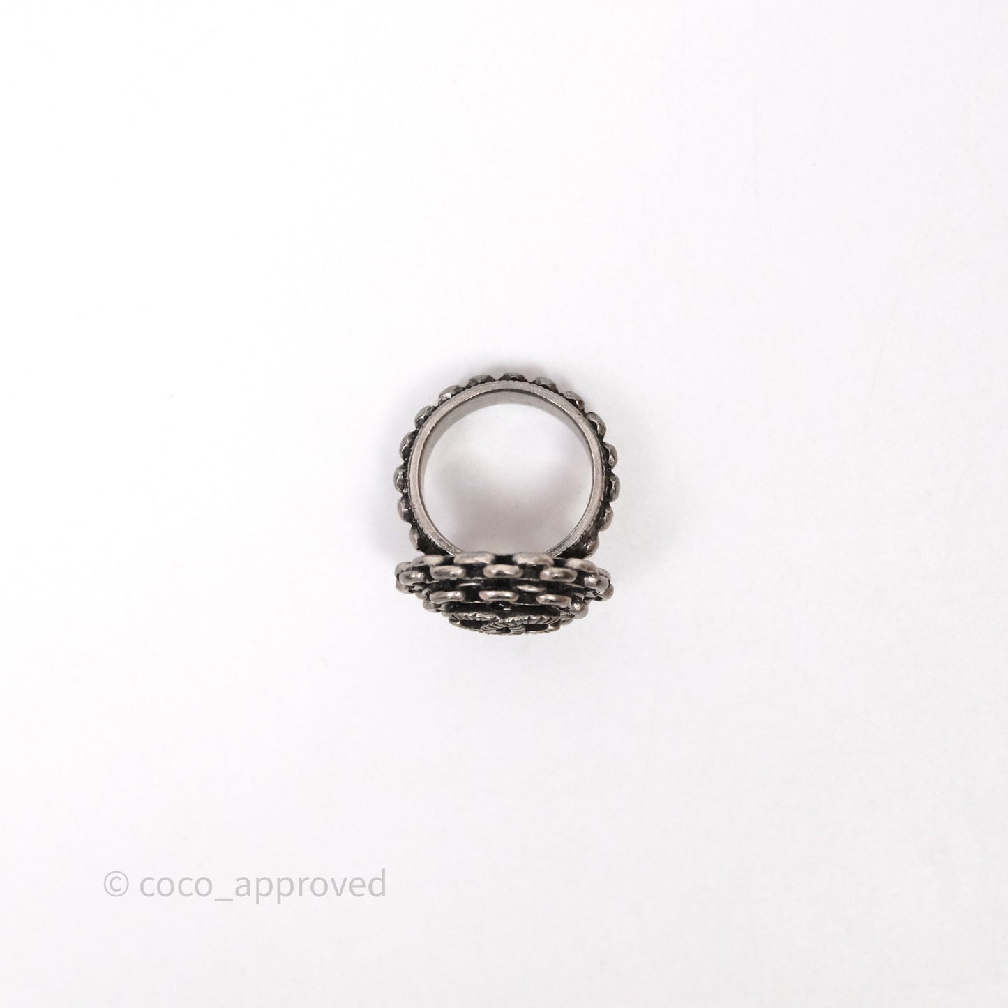 Chanel CC Chain Round Ring Ruthenium Tone 10P