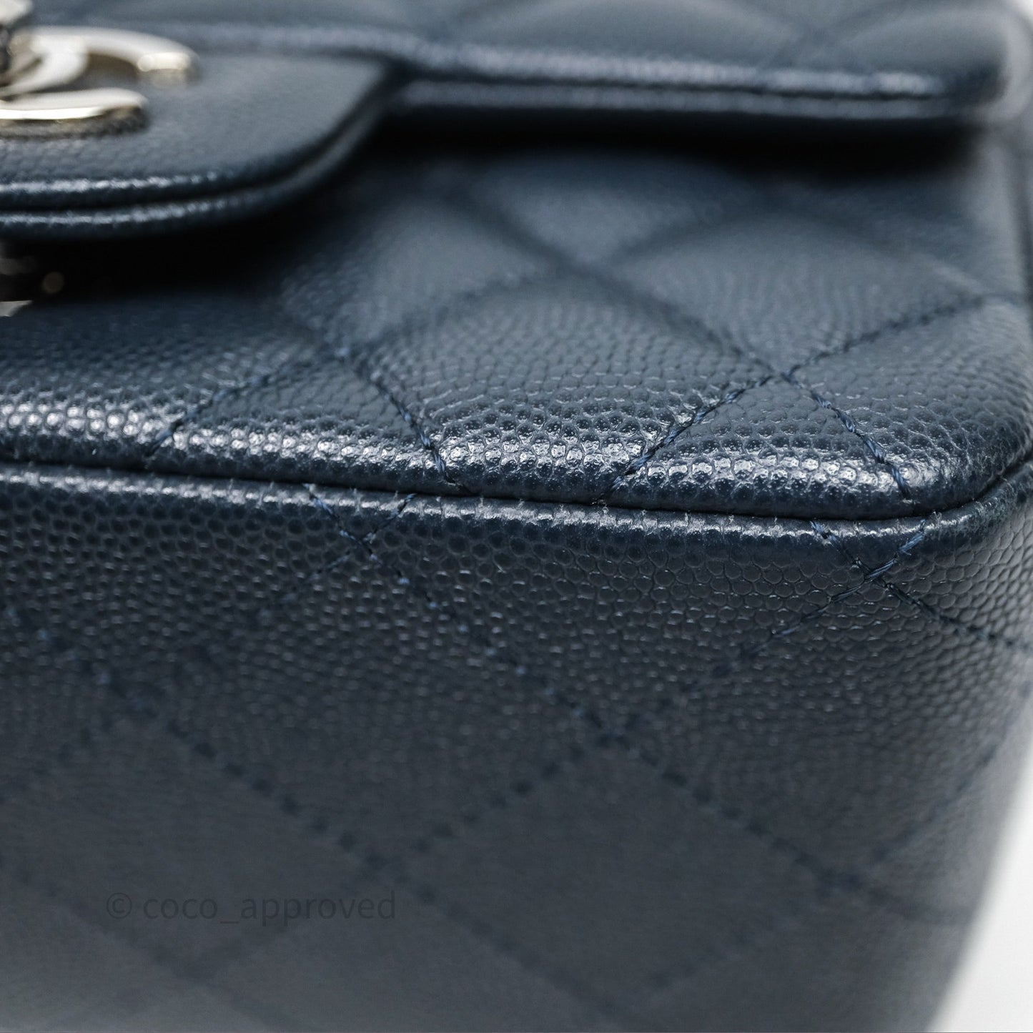 Chanel Quilted Mini Square Navy Caviar Silver Hardware