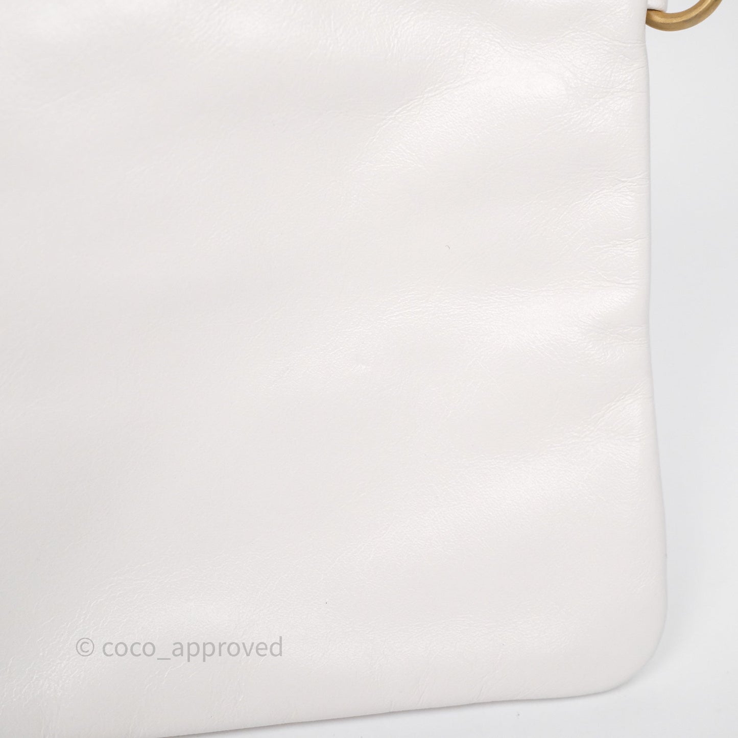 Chanel 22 Small White Shiny Calfskin Aged Gold Hardware