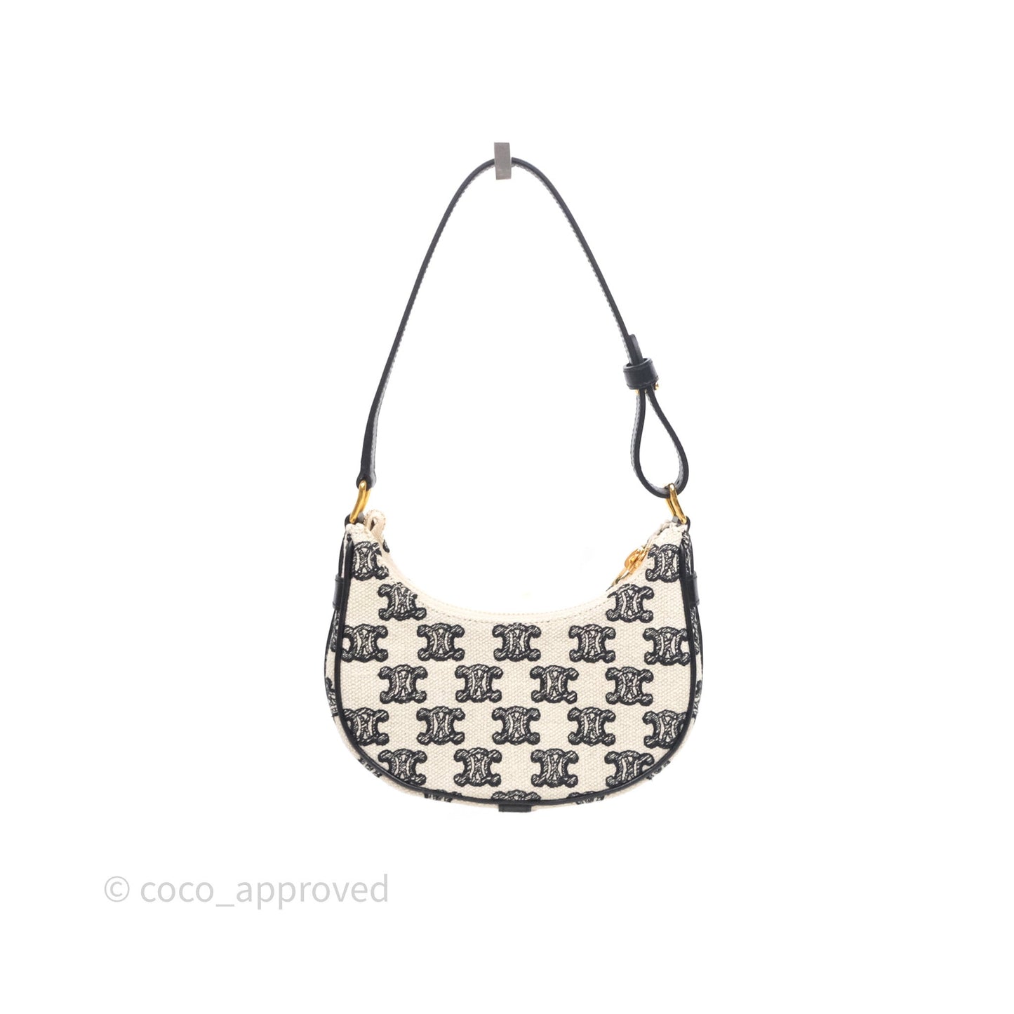 Celine Mini Ava Bag In Triomphe Canvas Black