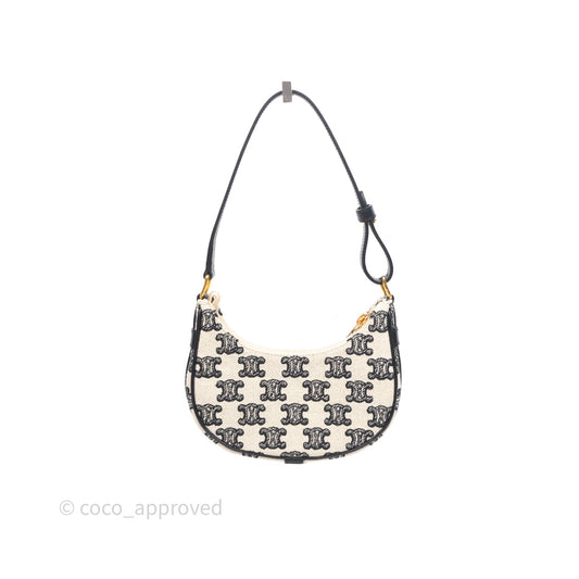 Celine Mini Ava Bag In Triomphe Canvas Black