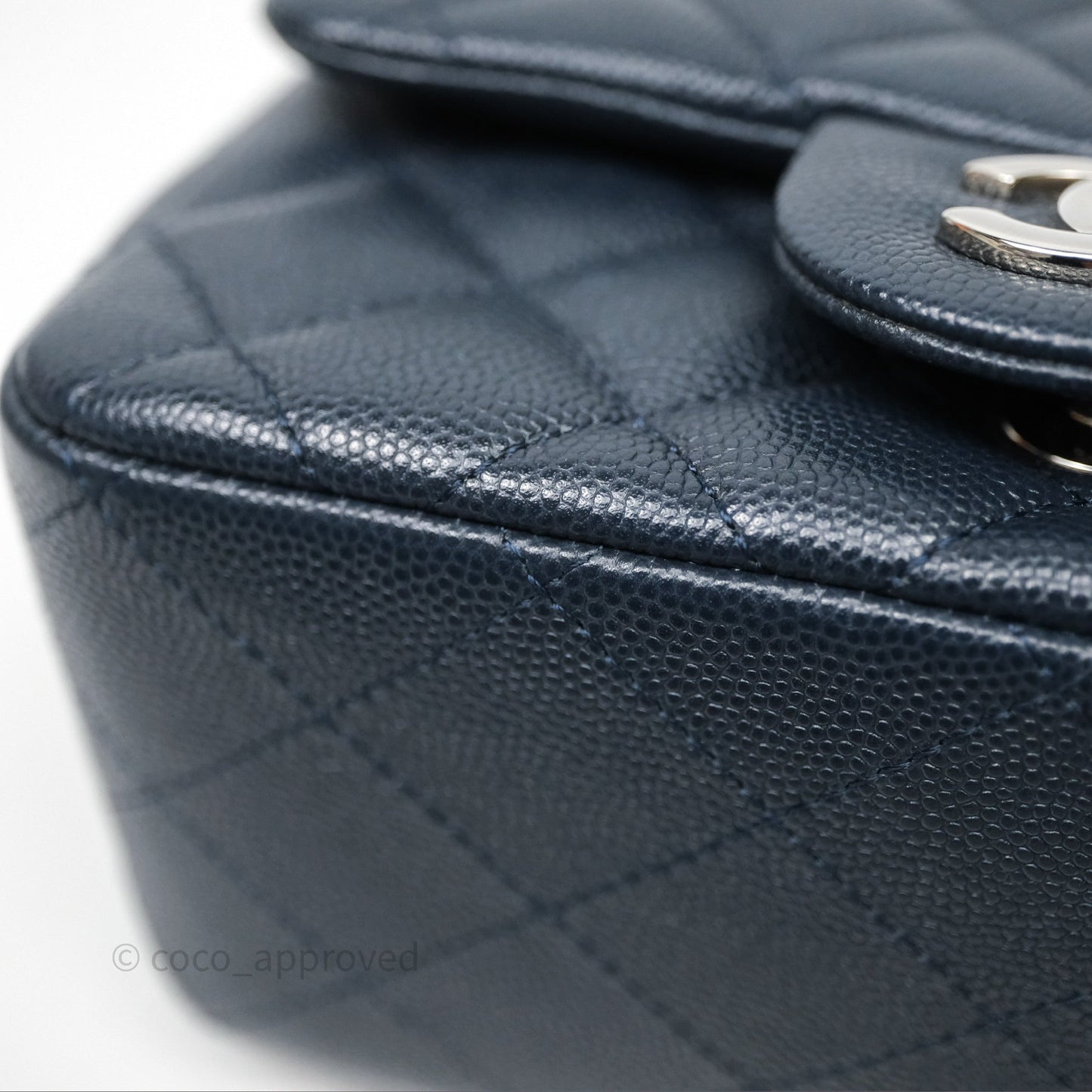 Chanel Quilted Mini Square Navy Caviar Silver Hardware