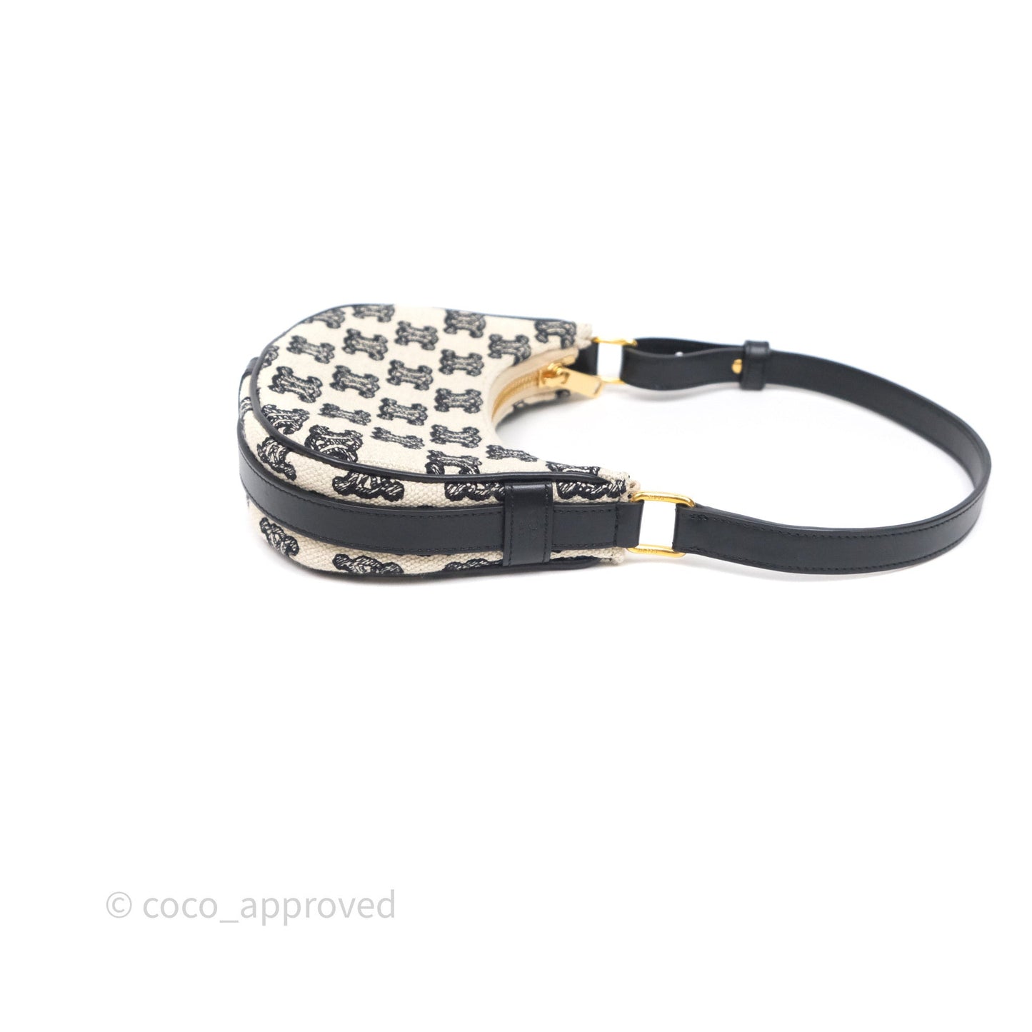 Celine Mini Ava Bag In Triomphe Canvas Black