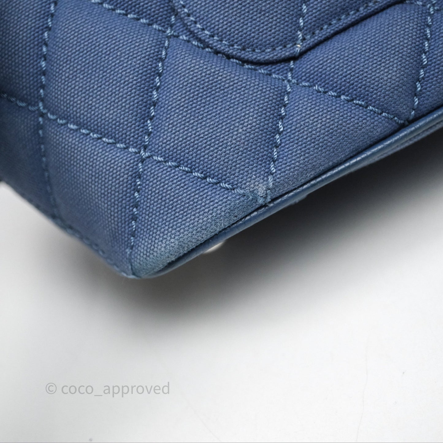 Chanel Blue Caviar Tassel Canvas Tote Bag