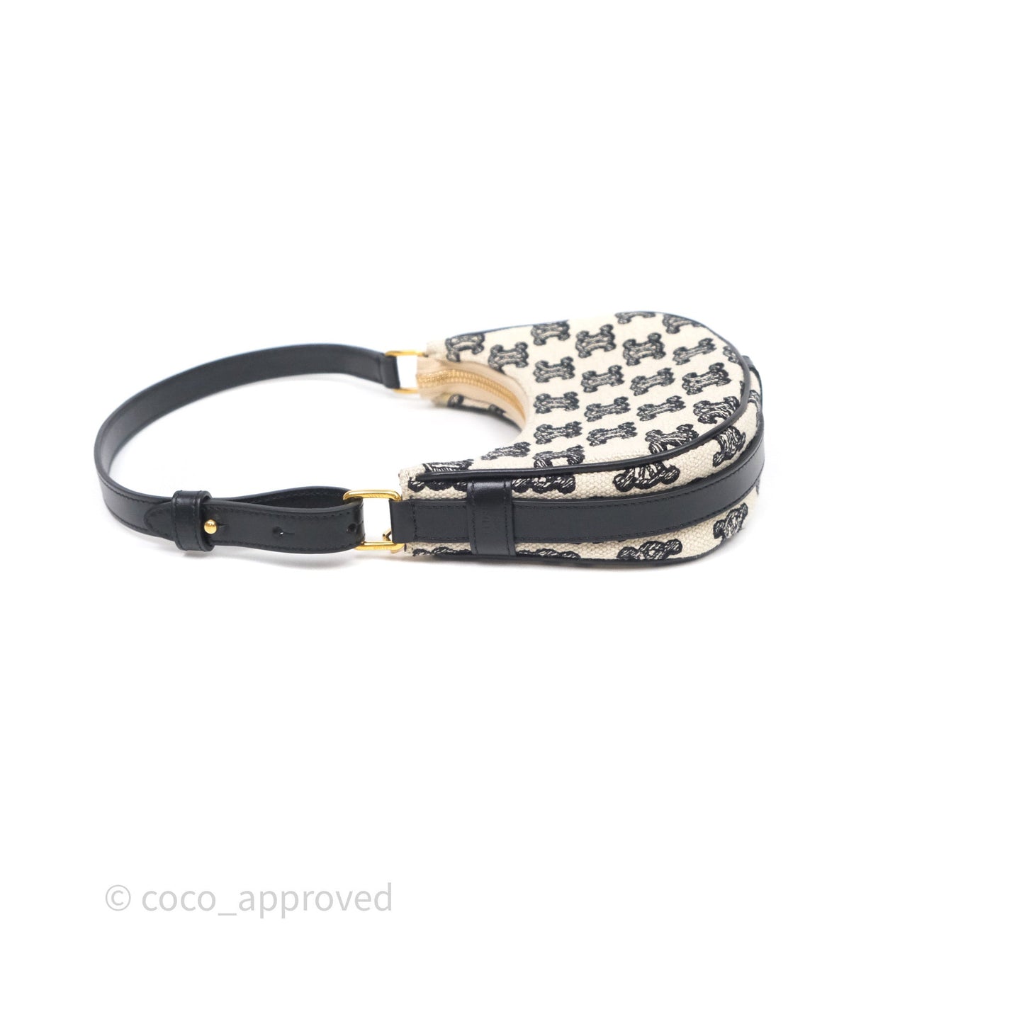 Celine Mini Ava Bag In Triomphe Canvas Black
