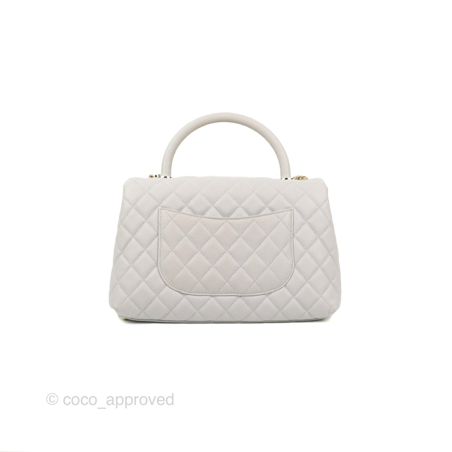 Chanel Medium Coco Handle Quilted Grey Caviar Gold Hardware