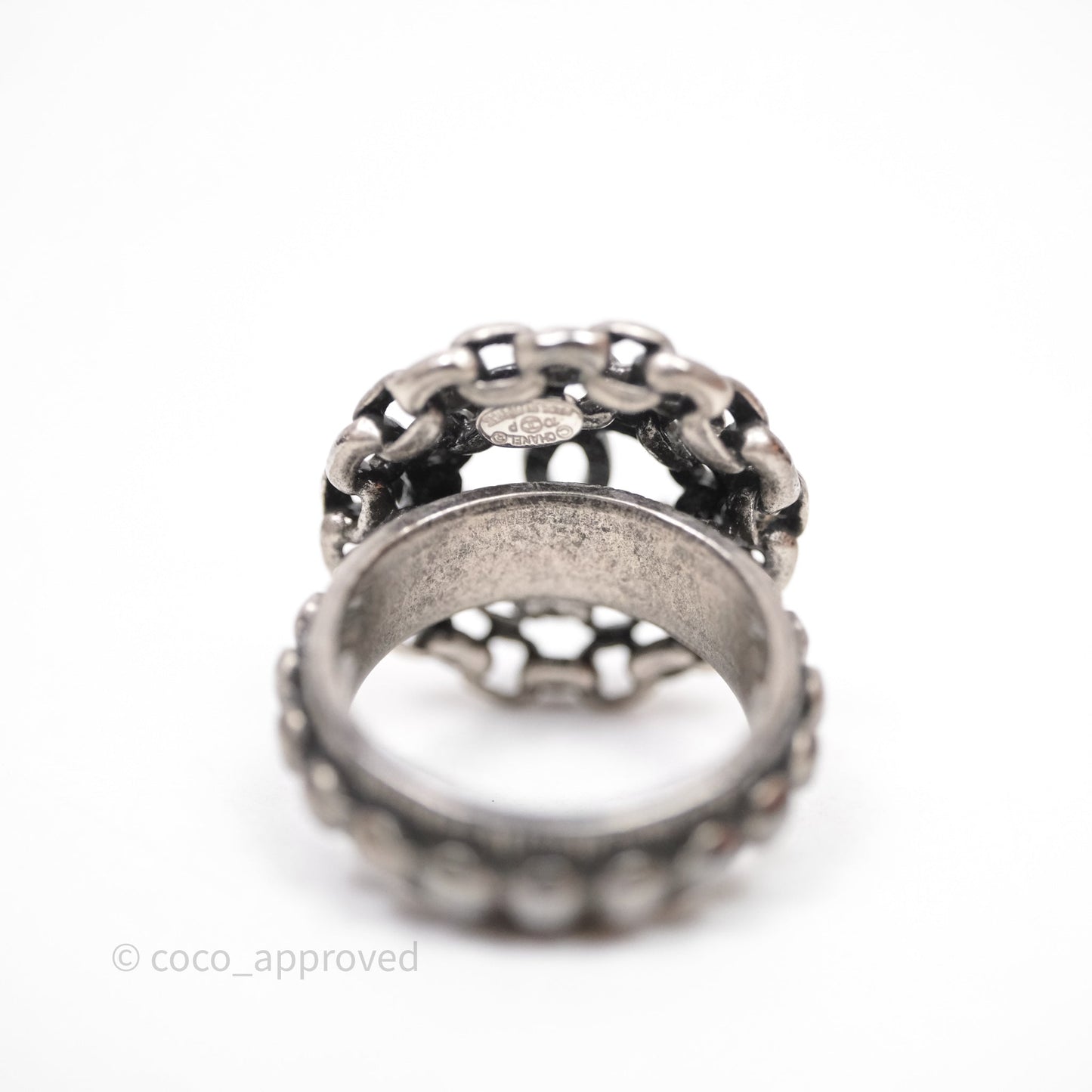 Chanel CC Chain Round Ring Ruthenium Tone 10P