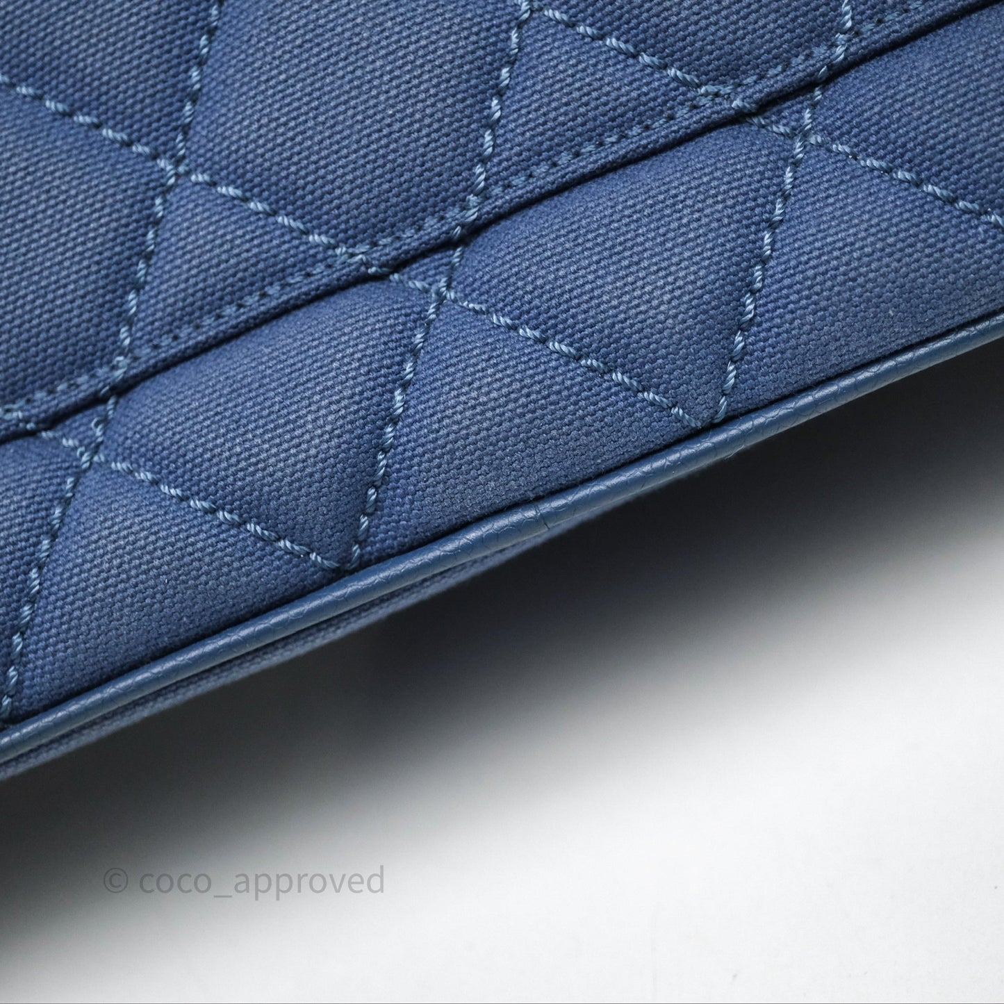 Chanel Blue Caviar Tassel Canvas Tote Bag