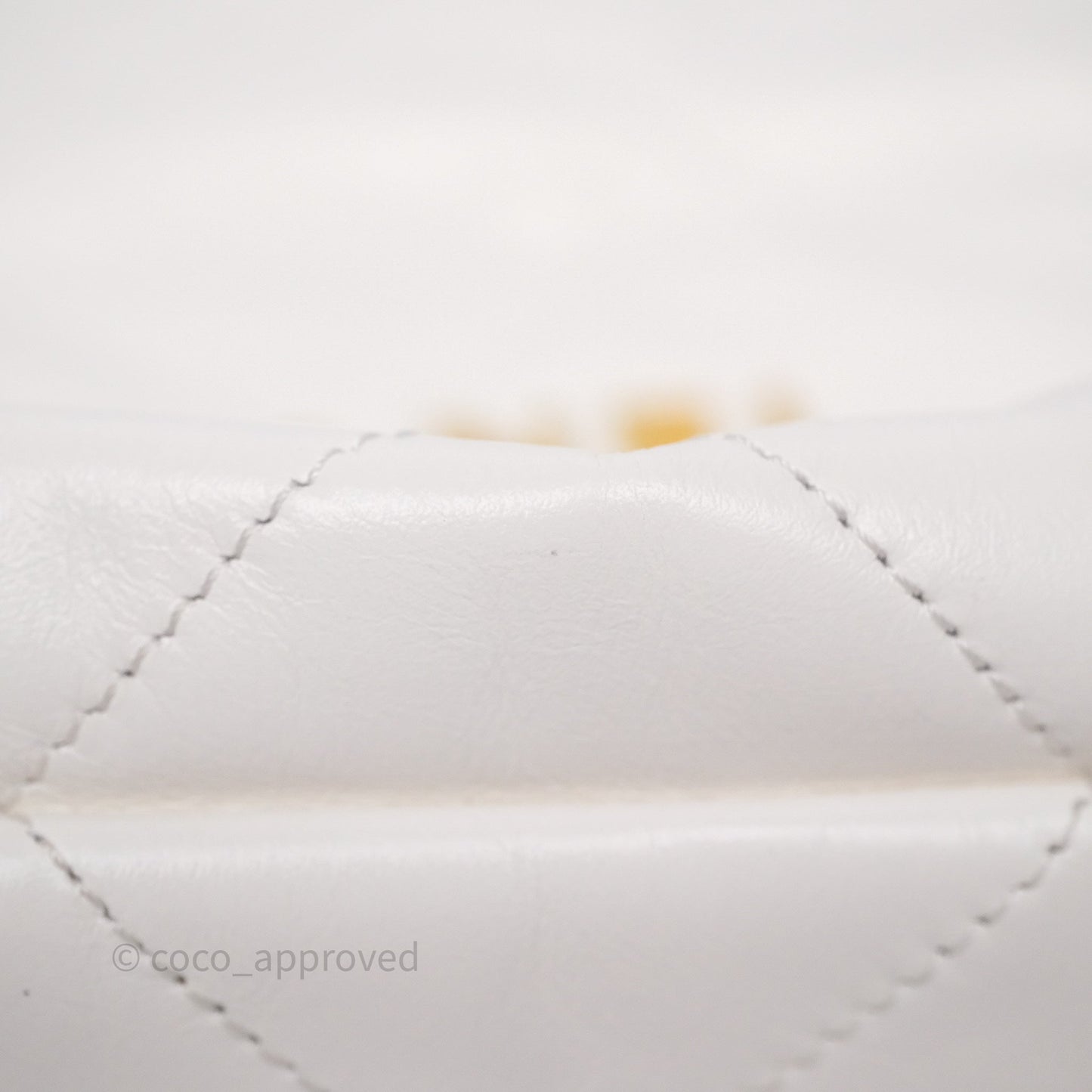 Chanel 22 Small White Shiny Calfskin Aged Gold Hardware