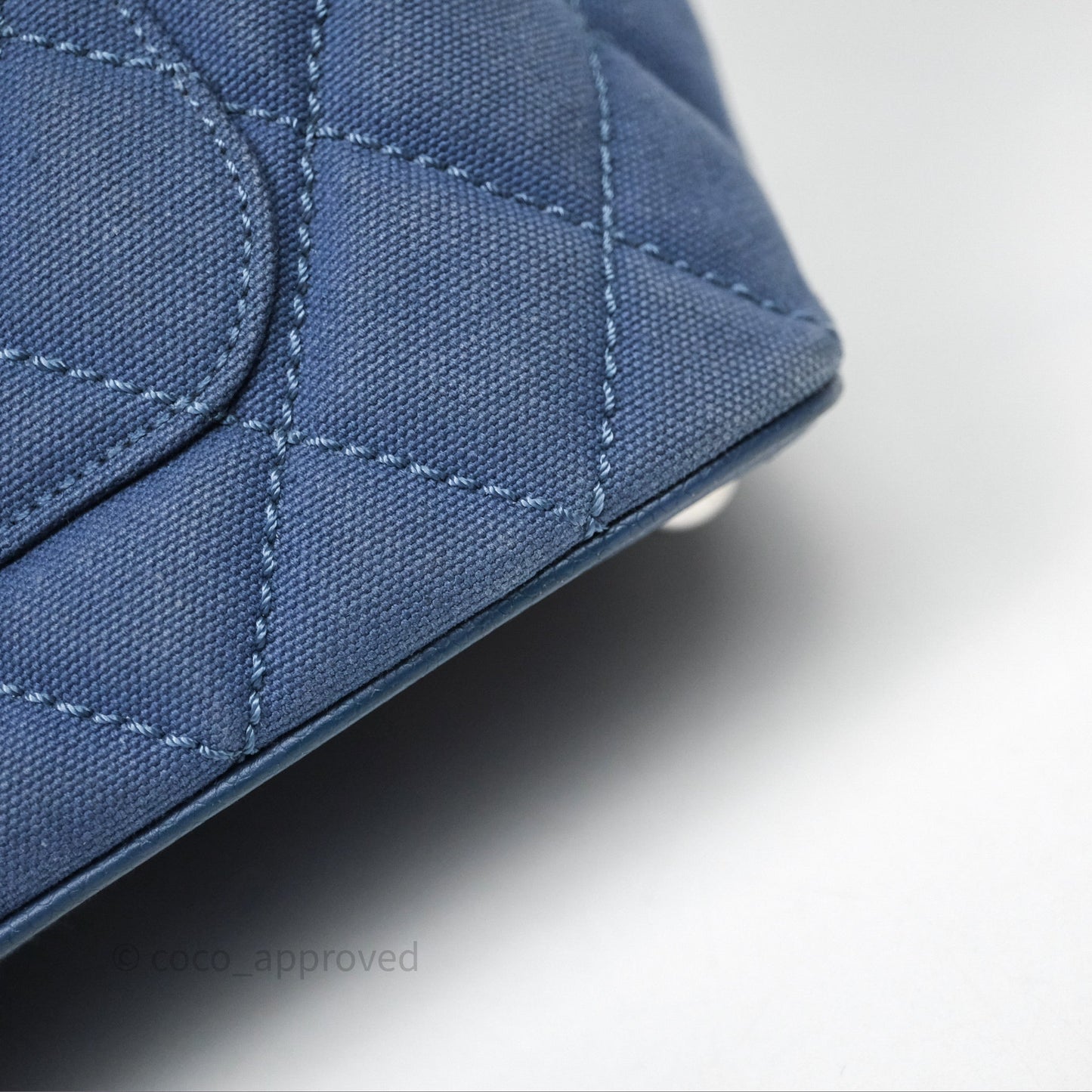 Chanel Blue Caviar Tassel Canvas Tote Bag