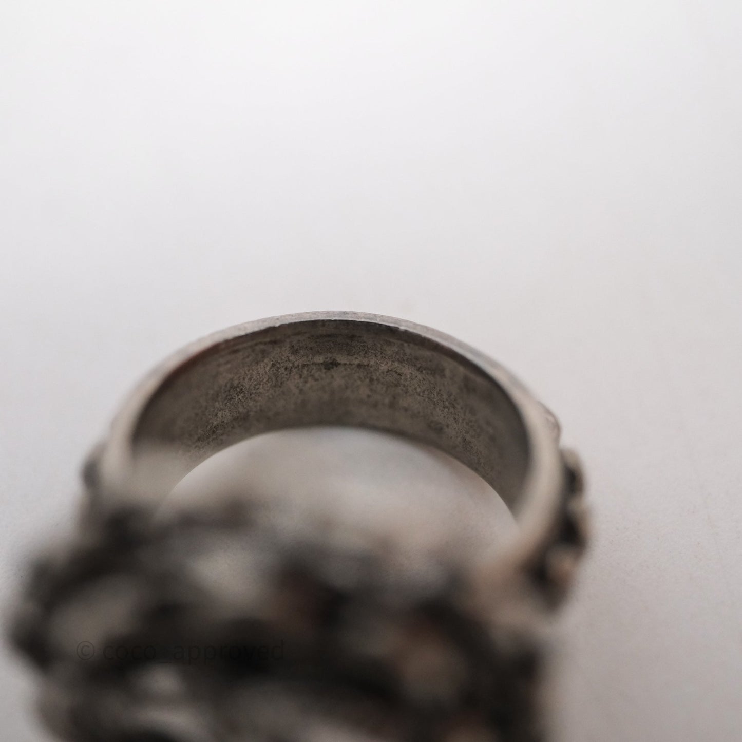 Chanel CC Chain Round Ring Ruthenium Tone 10P