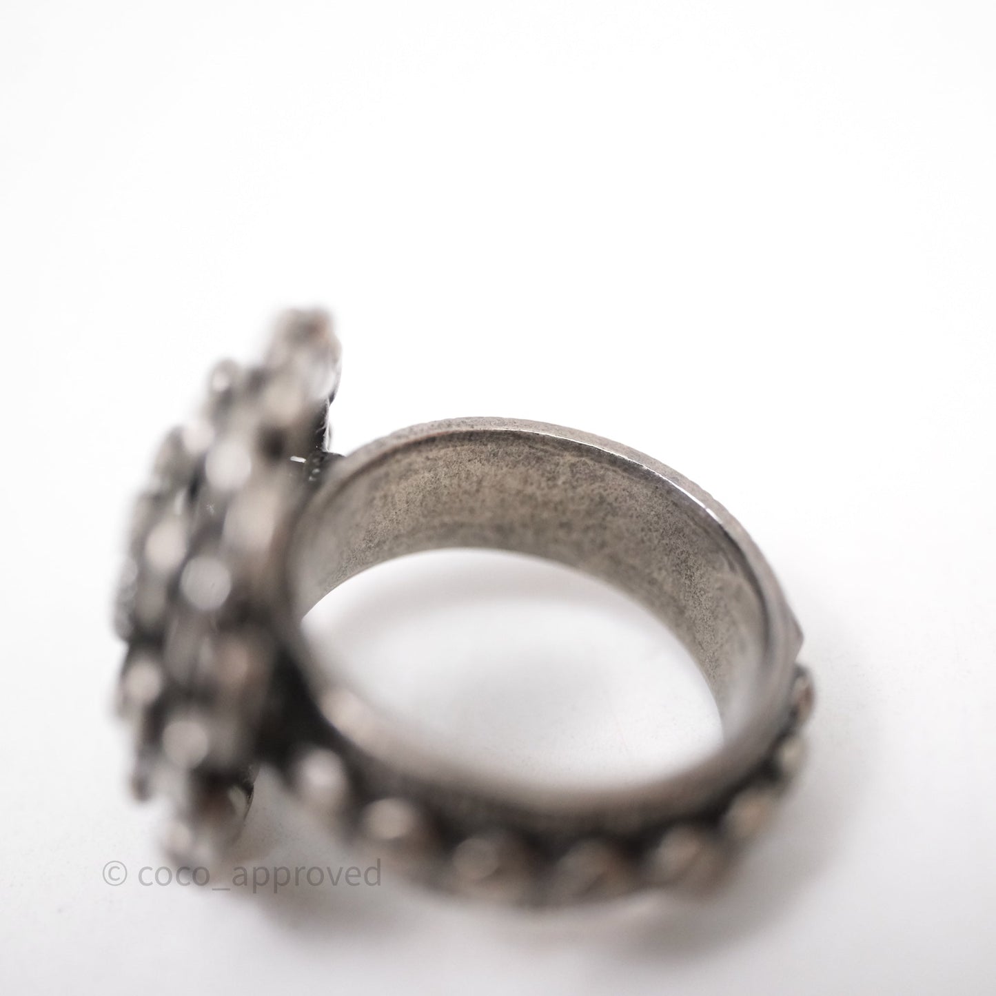 Chanel CC Chain Round Ring Ruthenium Tone 10P
