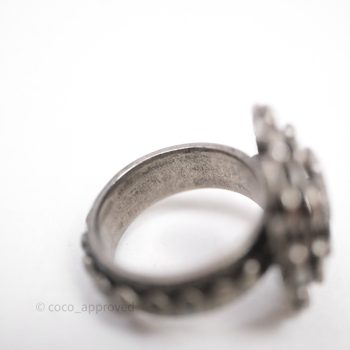 Chanel CC Chain Round Ring Ruthenium Tone 10P