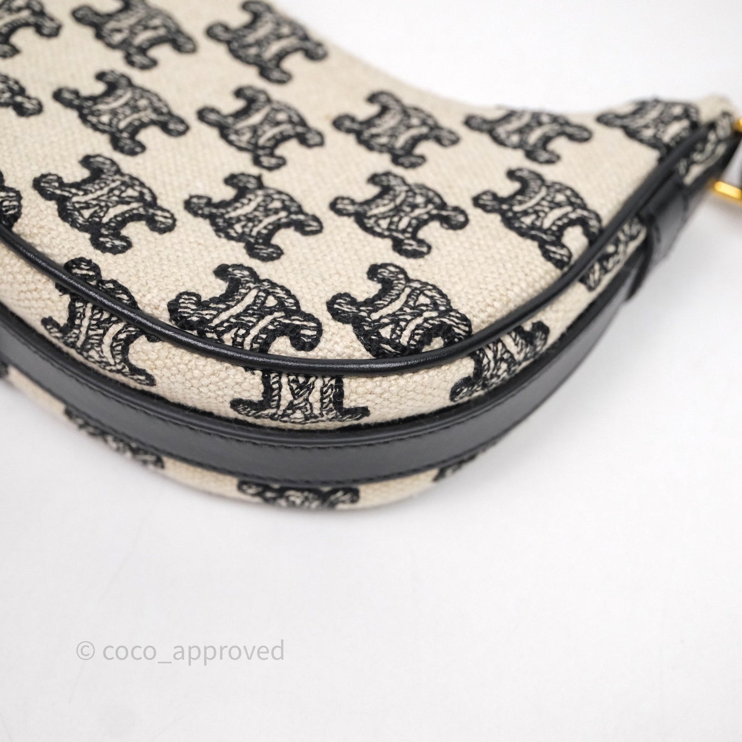Celine Mini Ava Bag In Triomphe Canvas Black