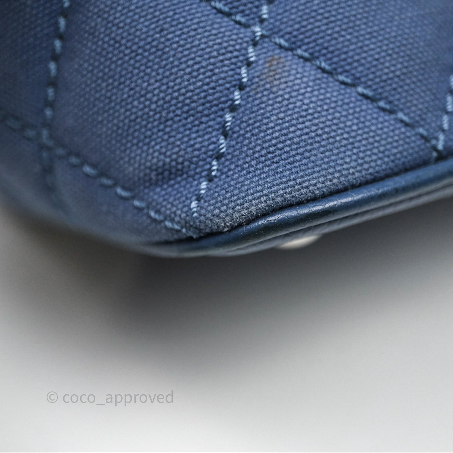 Chanel Blue Caviar Tassel Canvas Tote Bag