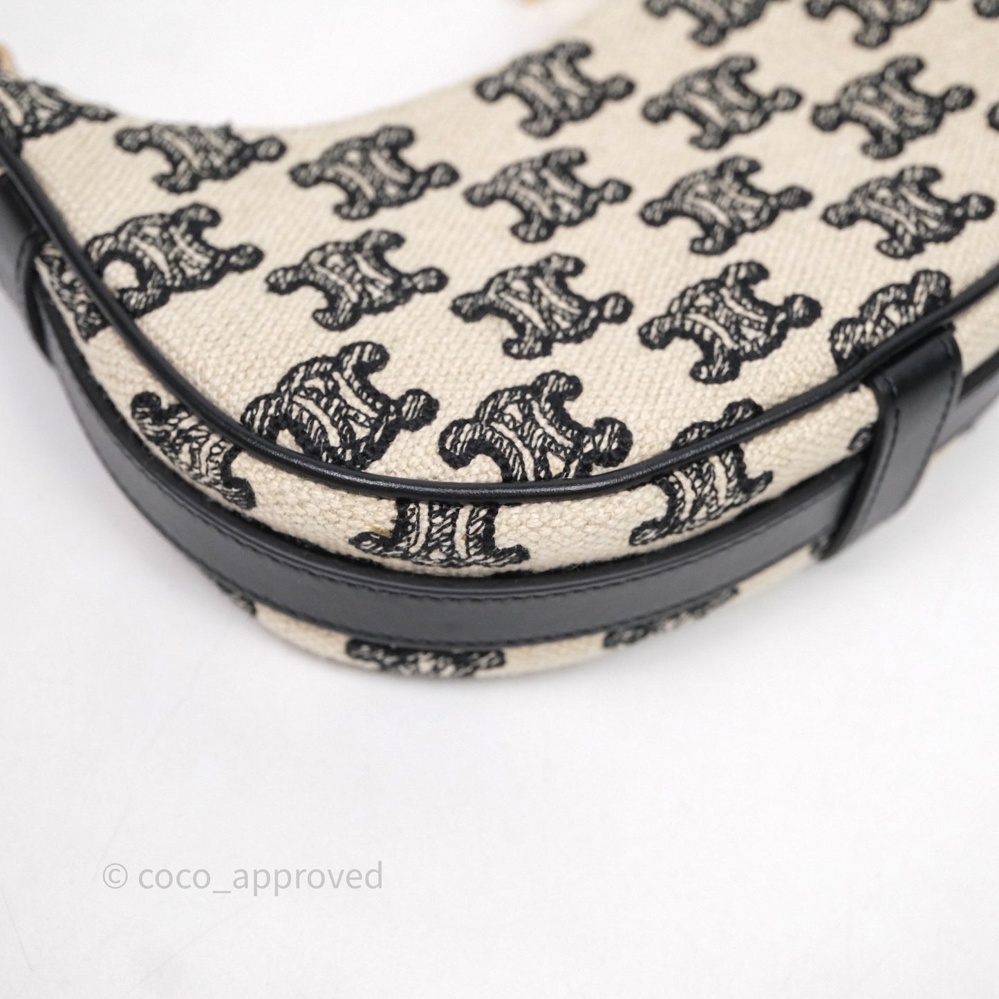 Celine Mini Ava Bag In Triomphe Canvas Black