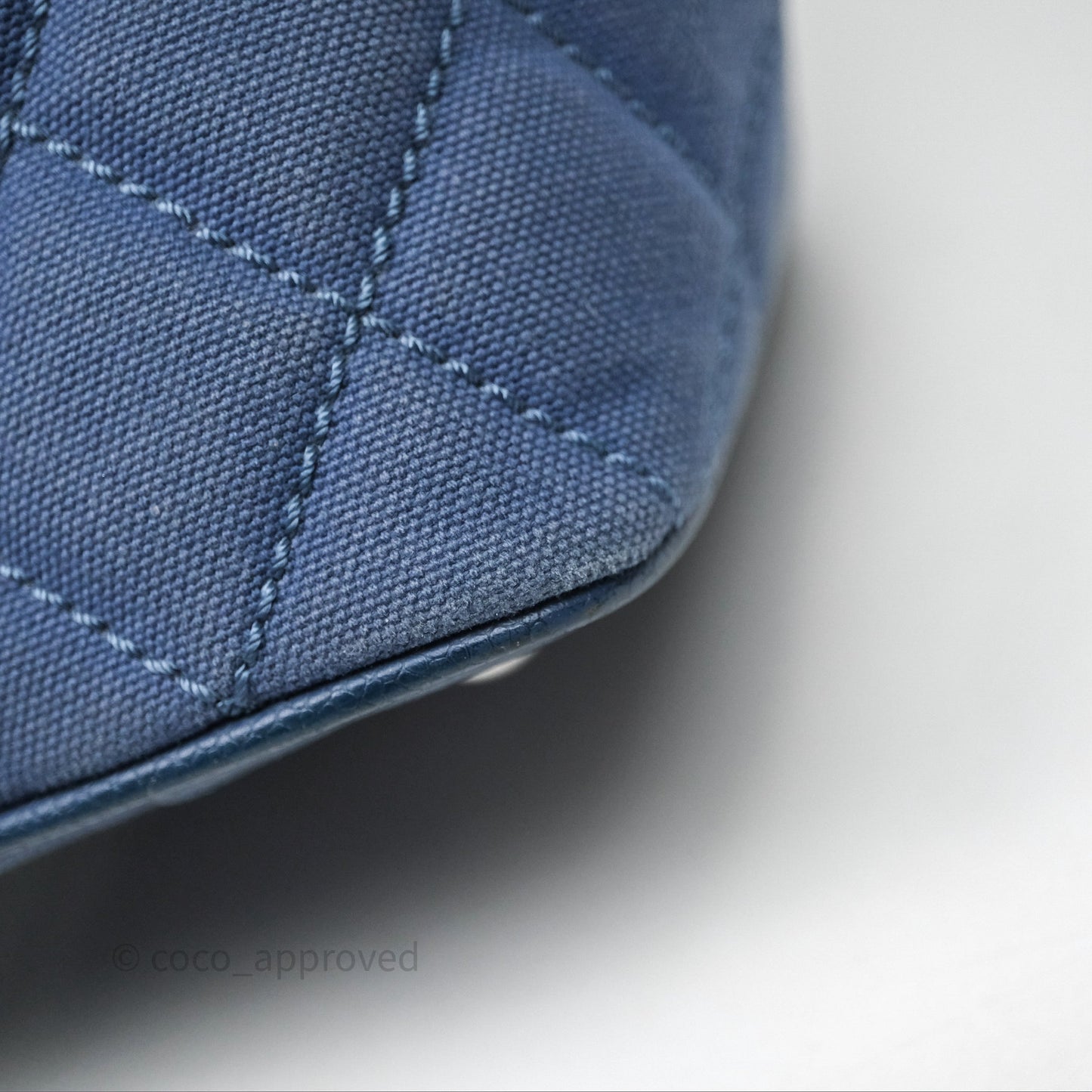 Chanel Blue Caviar Tassel Canvas Tote Bag