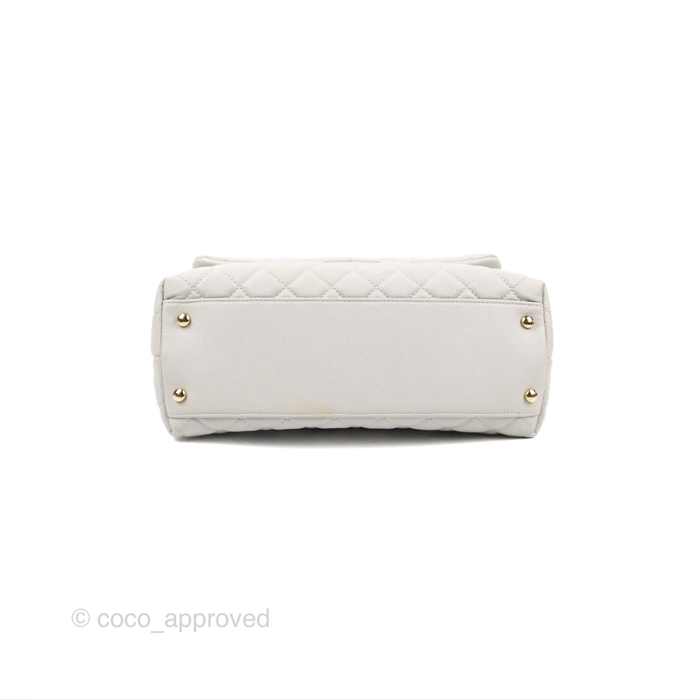Chanel Medium Coco Handle Quilted Grey Caviar Gold Hardware